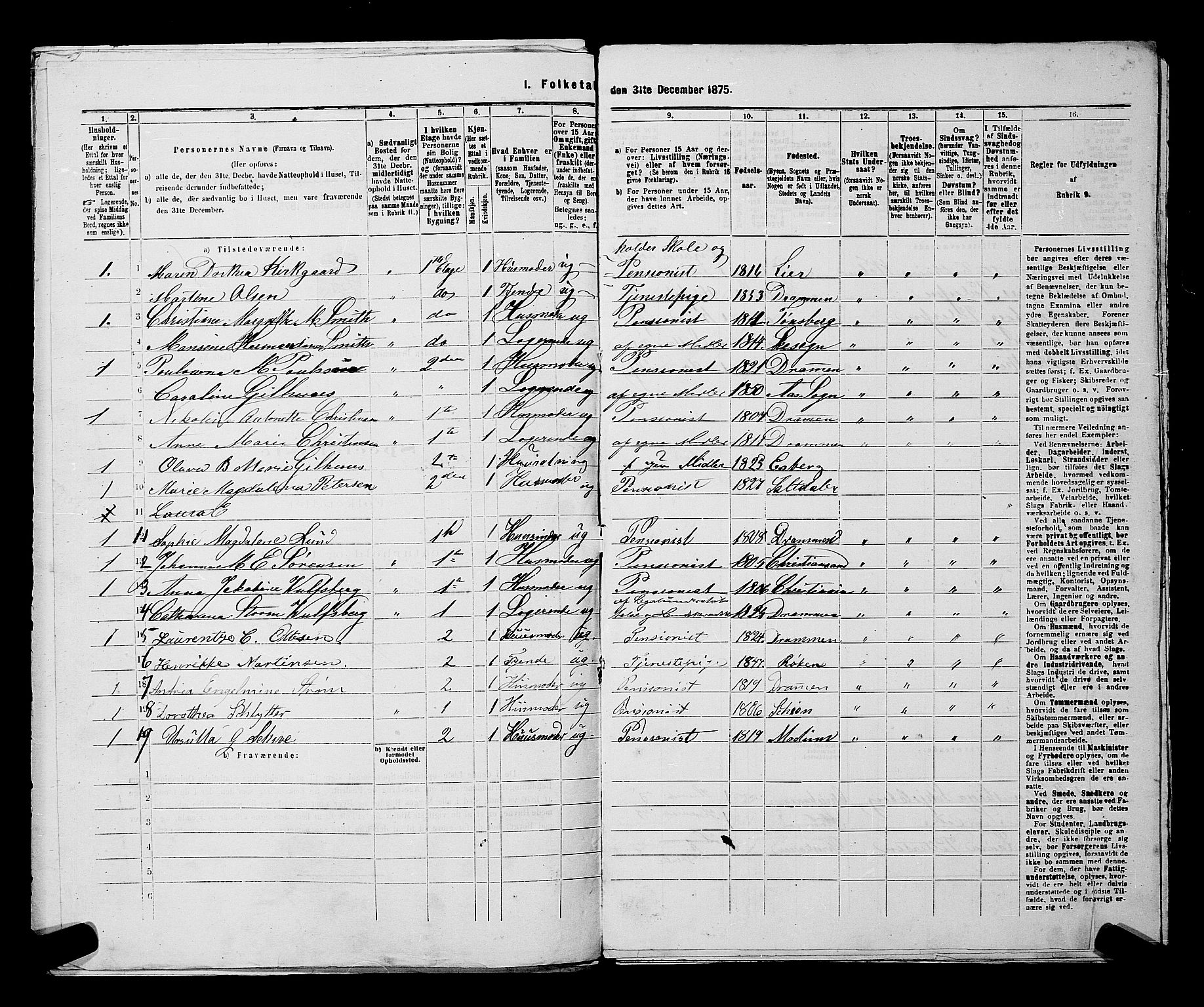 SAKO, 1875 census for 0602 Drammen, 1875, p. 1596