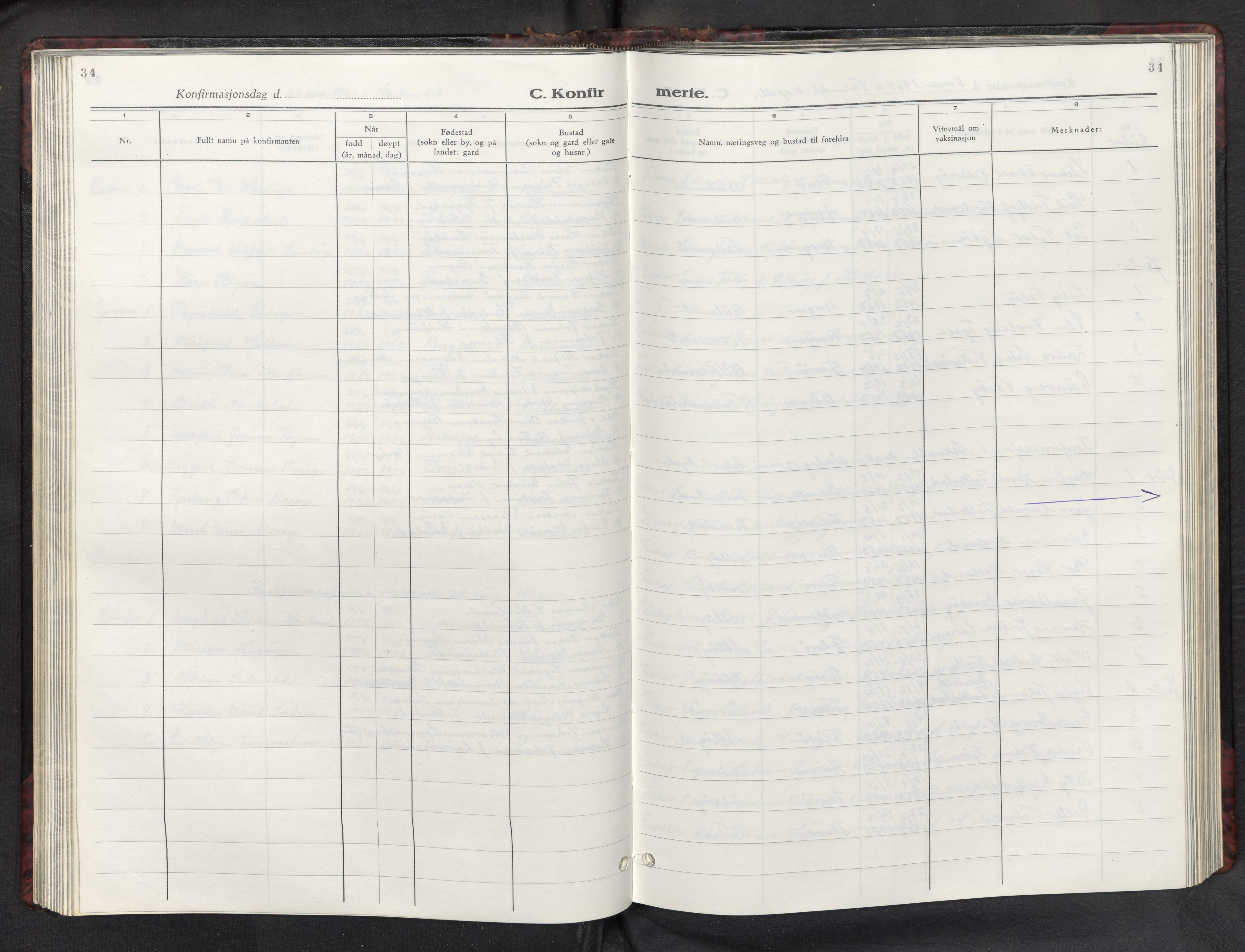 Askvoll sokneprestembete, AV/SAB-A-79501/H/Hab/Habb/L0003: Parish register (copy) no. B 3, 1940-1971, p. 34