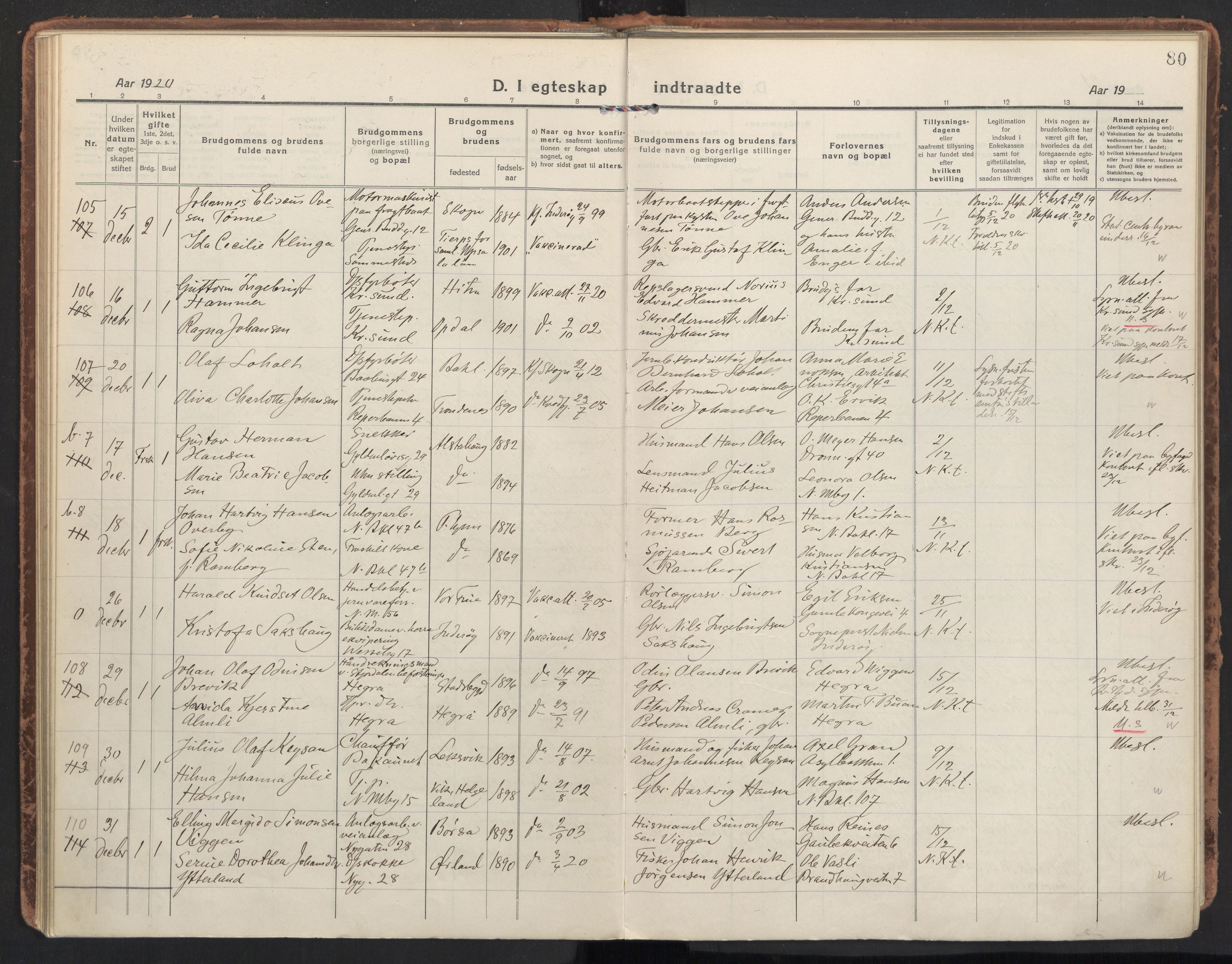 Ministerialprotokoller, klokkerbøker og fødselsregistre - Sør-Trøndelag, AV/SAT-A-1456/604/L0206: Parish register (official) no. 604A26, 1917-1931, p. 80