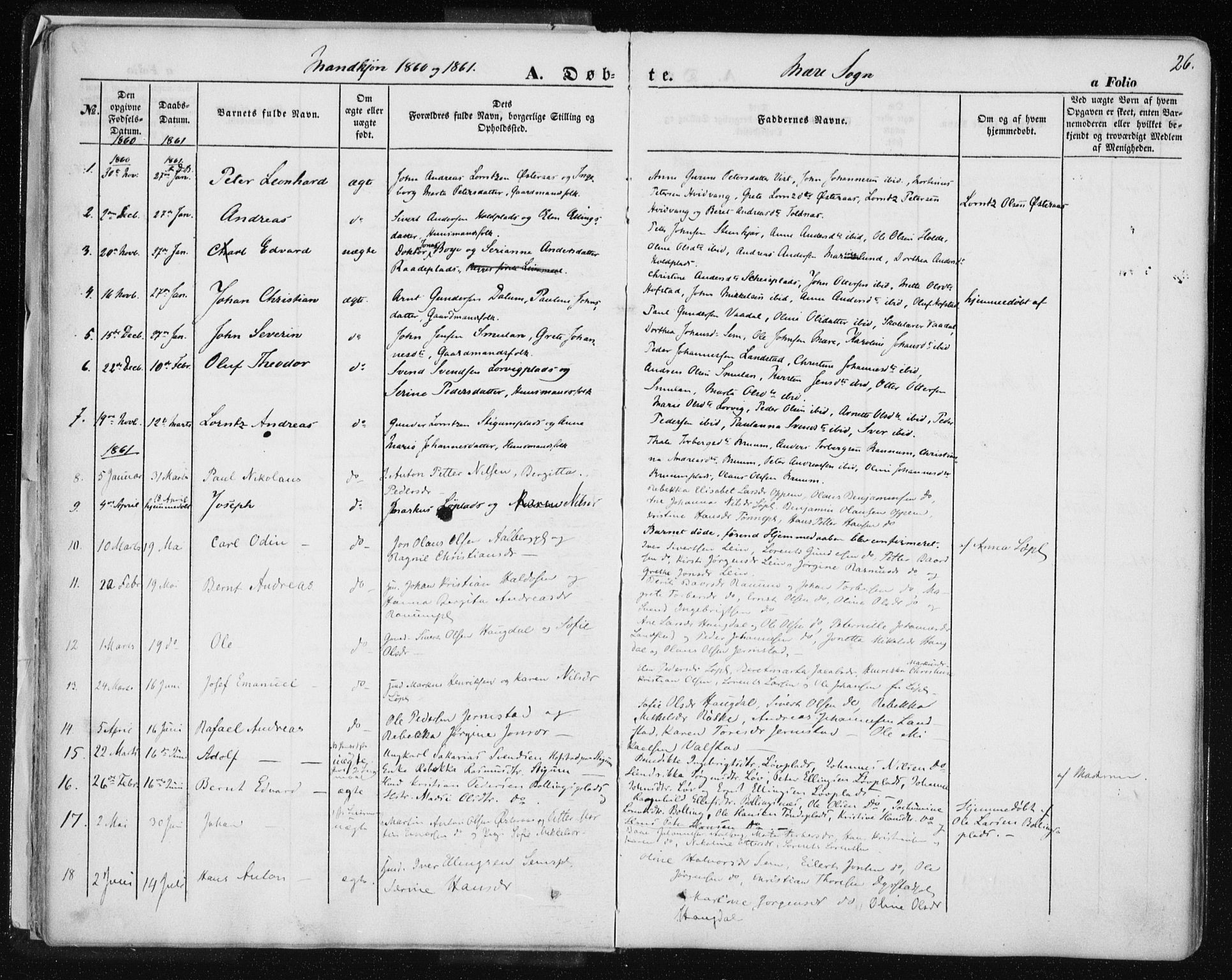 Ministerialprotokoller, klokkerbøker og fødselsregistre - Nord-Trøndelag, AV/SAT-A-1458/735/L0342: Parish register (official) no. 735A07 /1, 1849-1862, p. 26