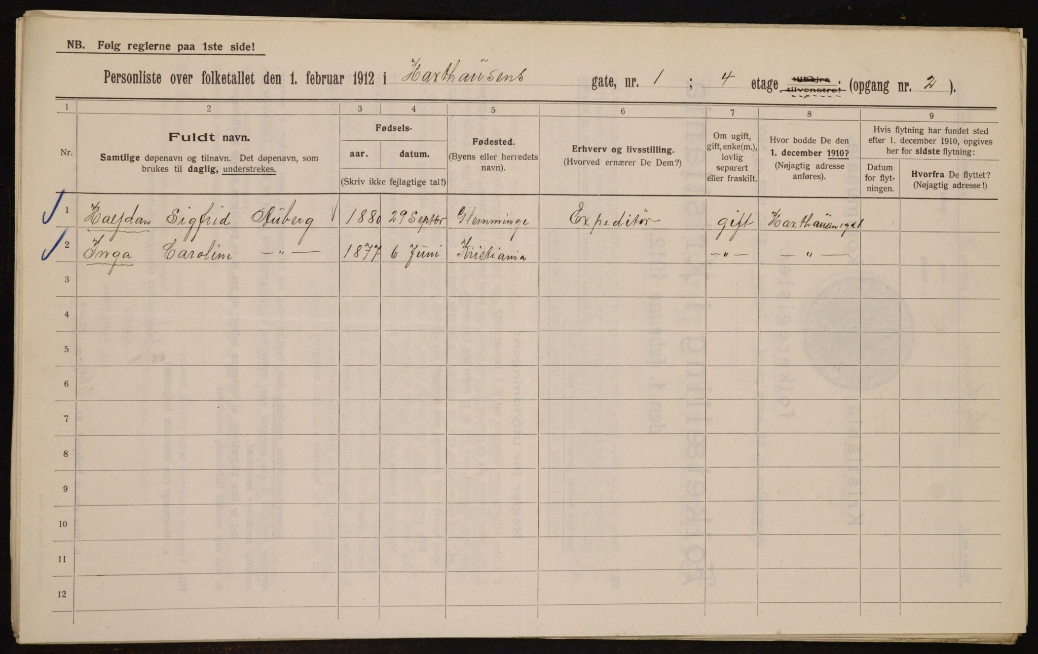 OBA, Municipal Census 1912 for Kristiania, 1912, p. 35854