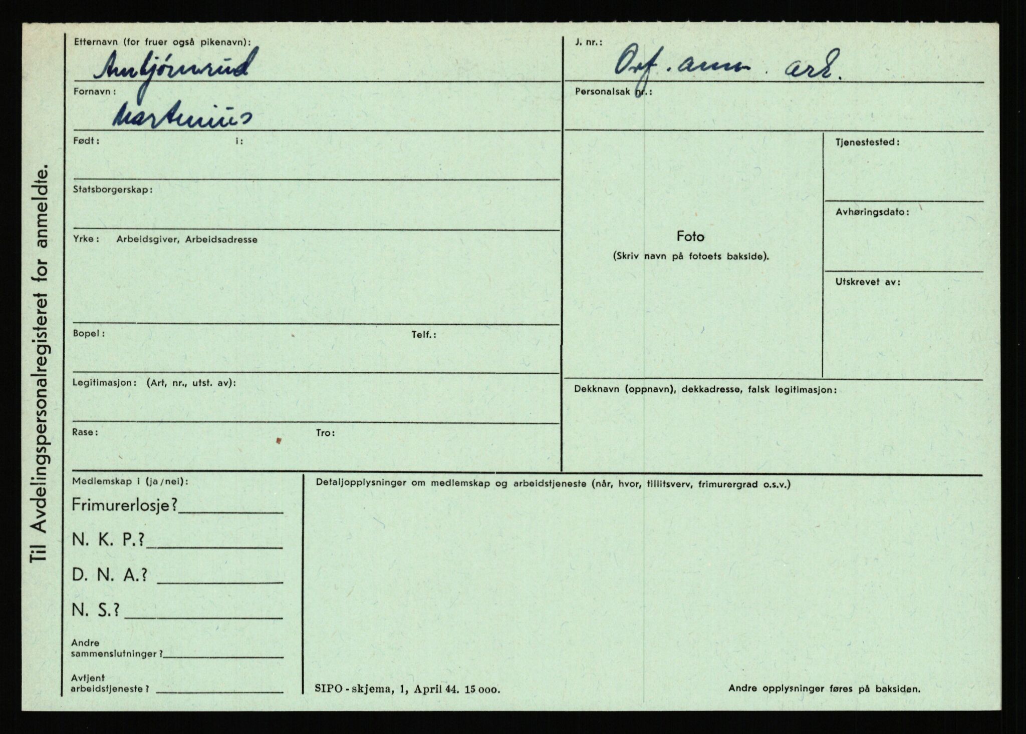 Statspolitiet - Hovedkontoret / Osloavdelingen, AV/RA-S-1329/C/Ca/L0001: Aabakken - Armann, 1943-1945, p. 1585