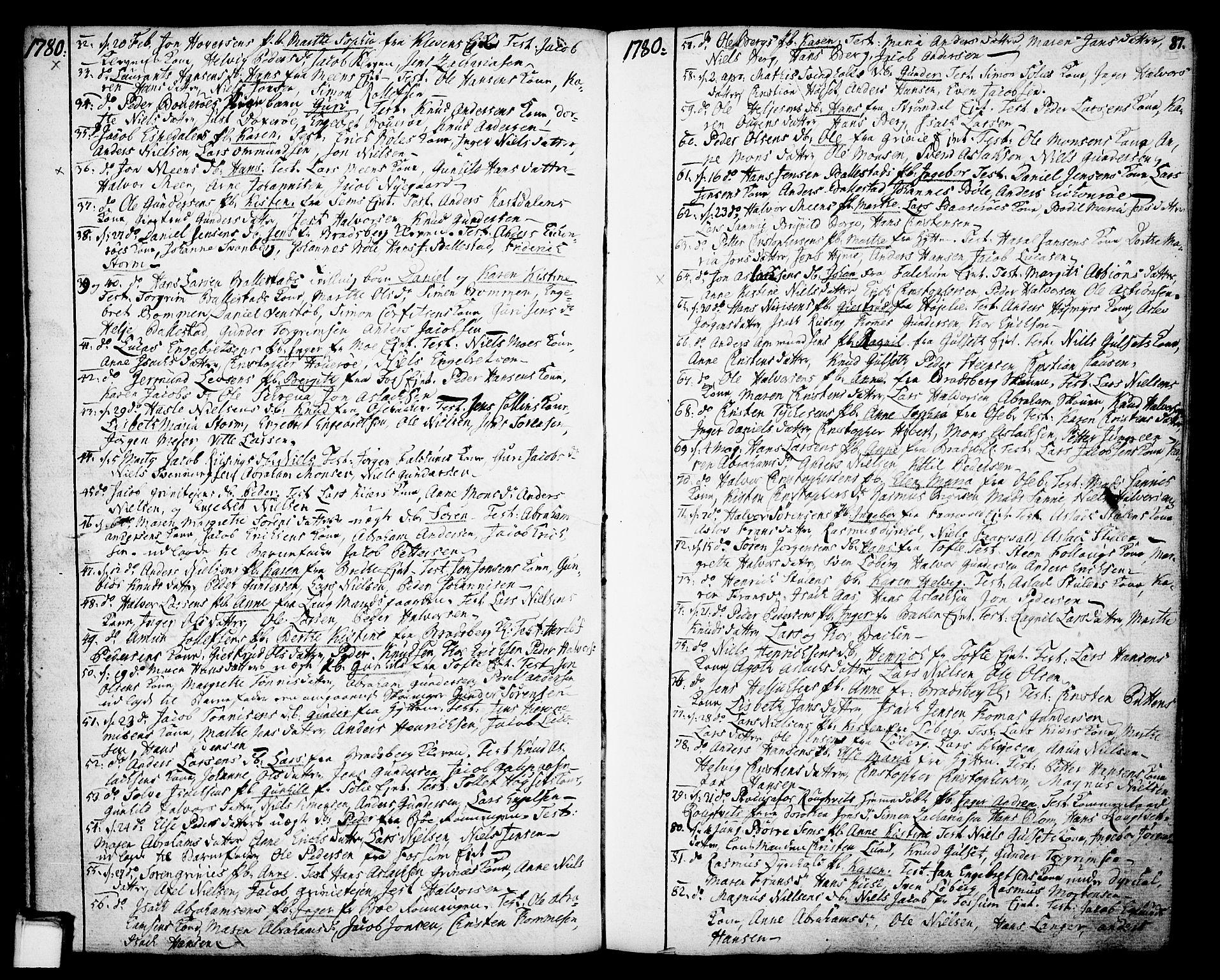 Gjerpen kirkebøker, SAKO/A-265/F/Fa/L0002: Parish register (official) no. I 2, 1747-1795, p. 87