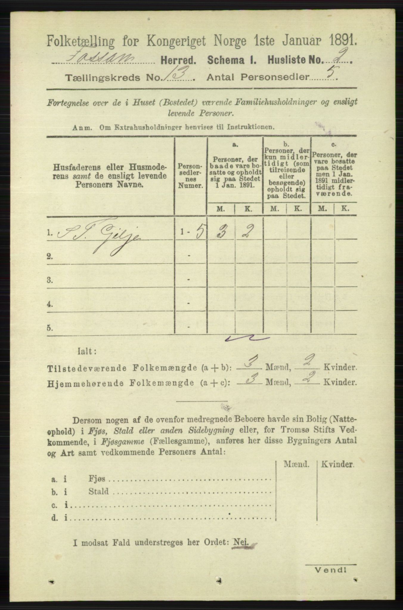RA, 1891 census for 1129 Forsand, 1891, p. 2026