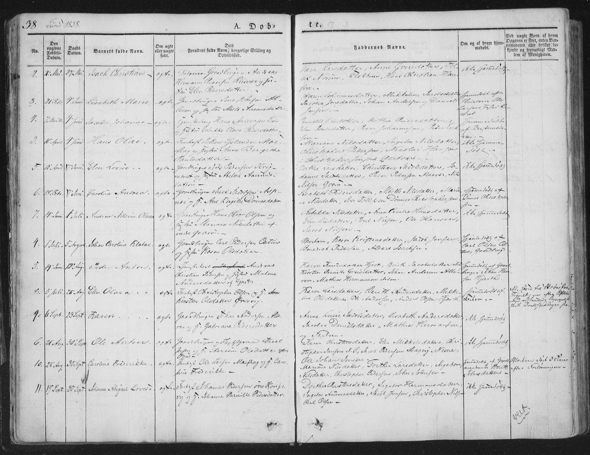 Ministerialprotokoller, klokkerbøker og fødselsregistre - Nordland, SAT/A-1459/839/L0565: Parish register (official) no. 839A02, 1825-1862, p. 38
