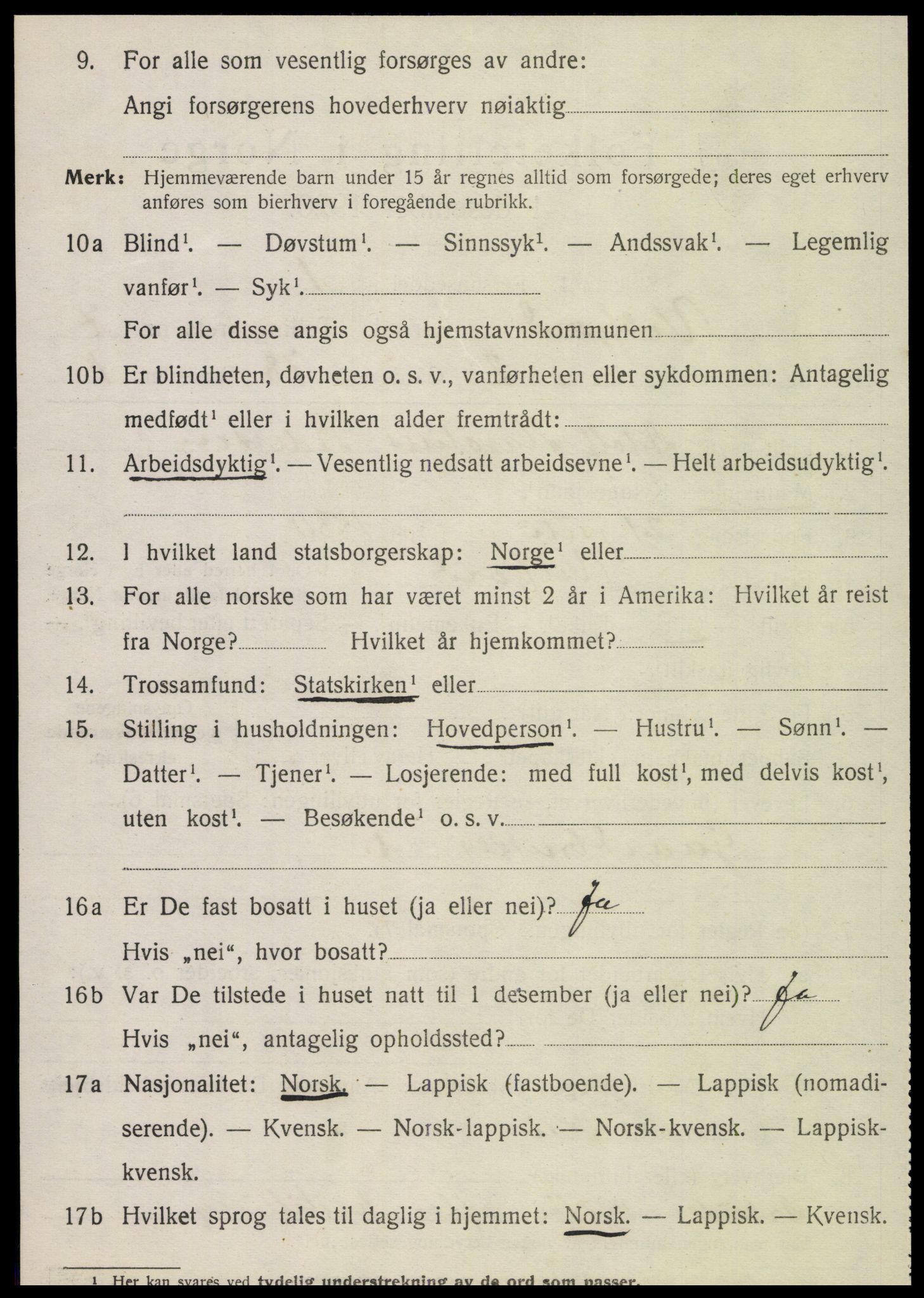 SAT, 1920 census for Velfjord, 1920, p. 3510