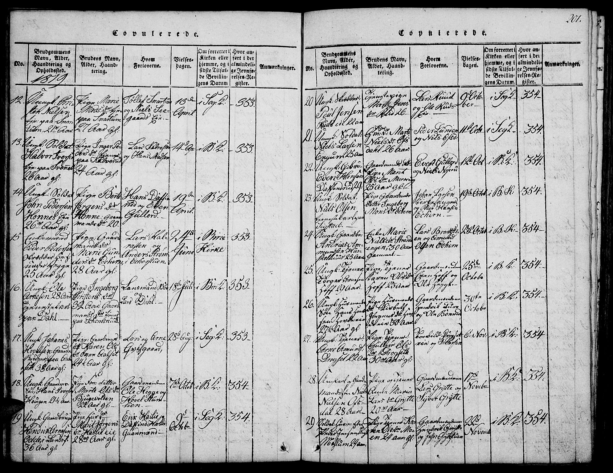 Biri prestekontor, SAH/PREST-096/H/Ha/Hab/L0001: Parish register (copy) no. 1, 1814-1828, p. 201