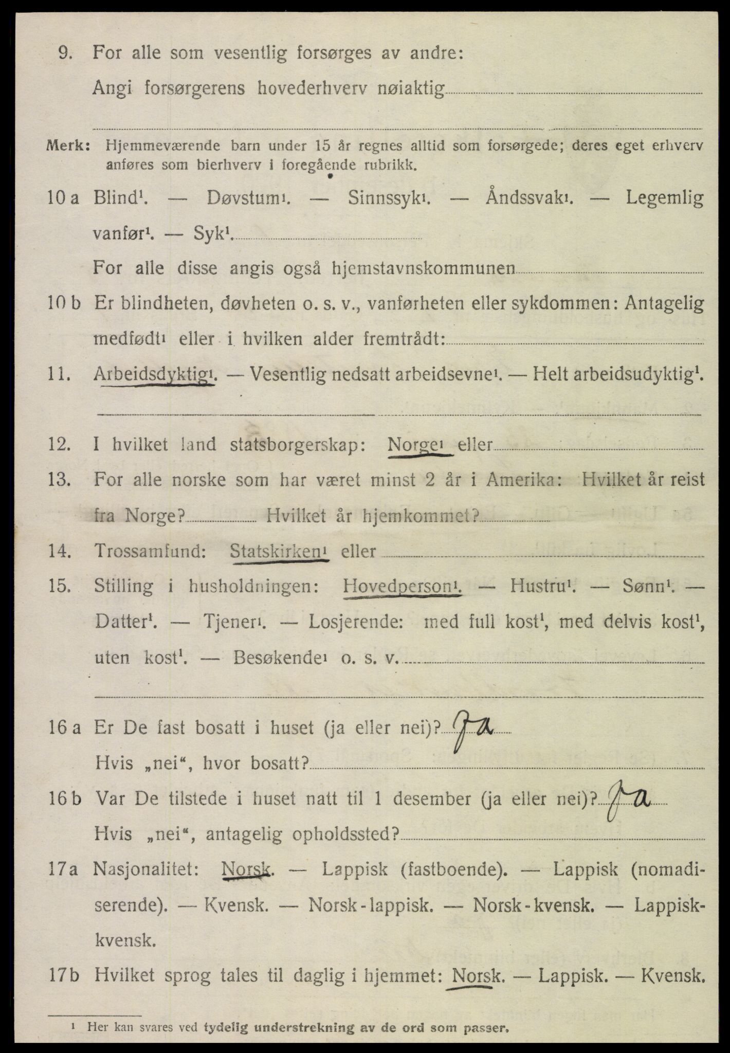 SAT, 1920 census for Snåsa, 1920, p. 2279