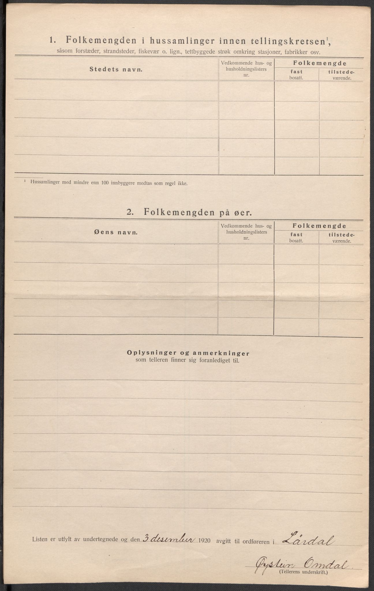 SAKO, 1920 census for Lårdal, 1920, p. 25