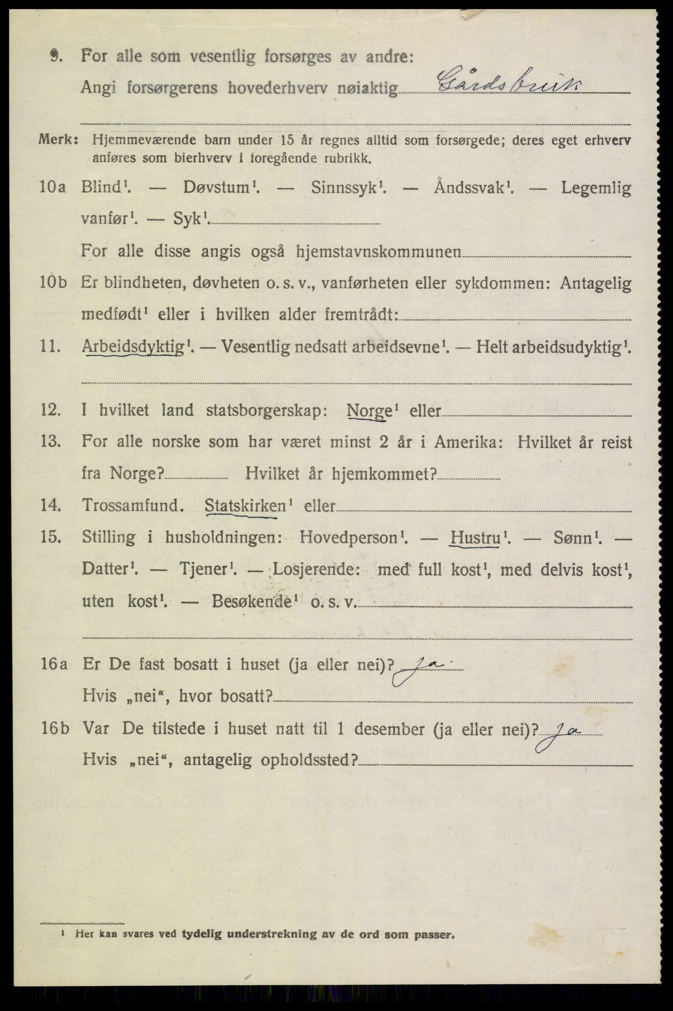 SAK, 1920 census for Bykle, 1920, p. 220