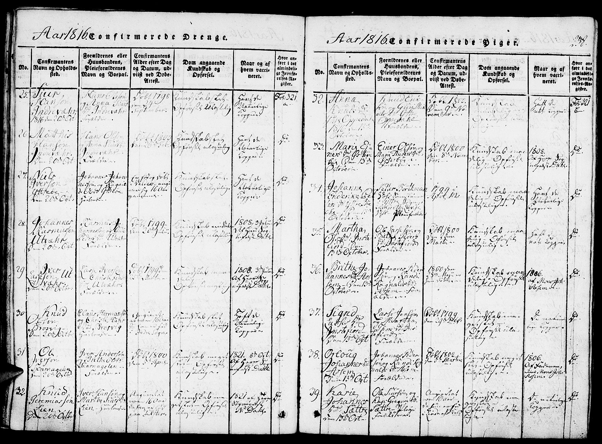 Gulen sokneprestembete, AV/SAB-A-80201/H/Haa/Haaa/L0018: Parish register (official) no. A 18, 1816-1825, p. 238