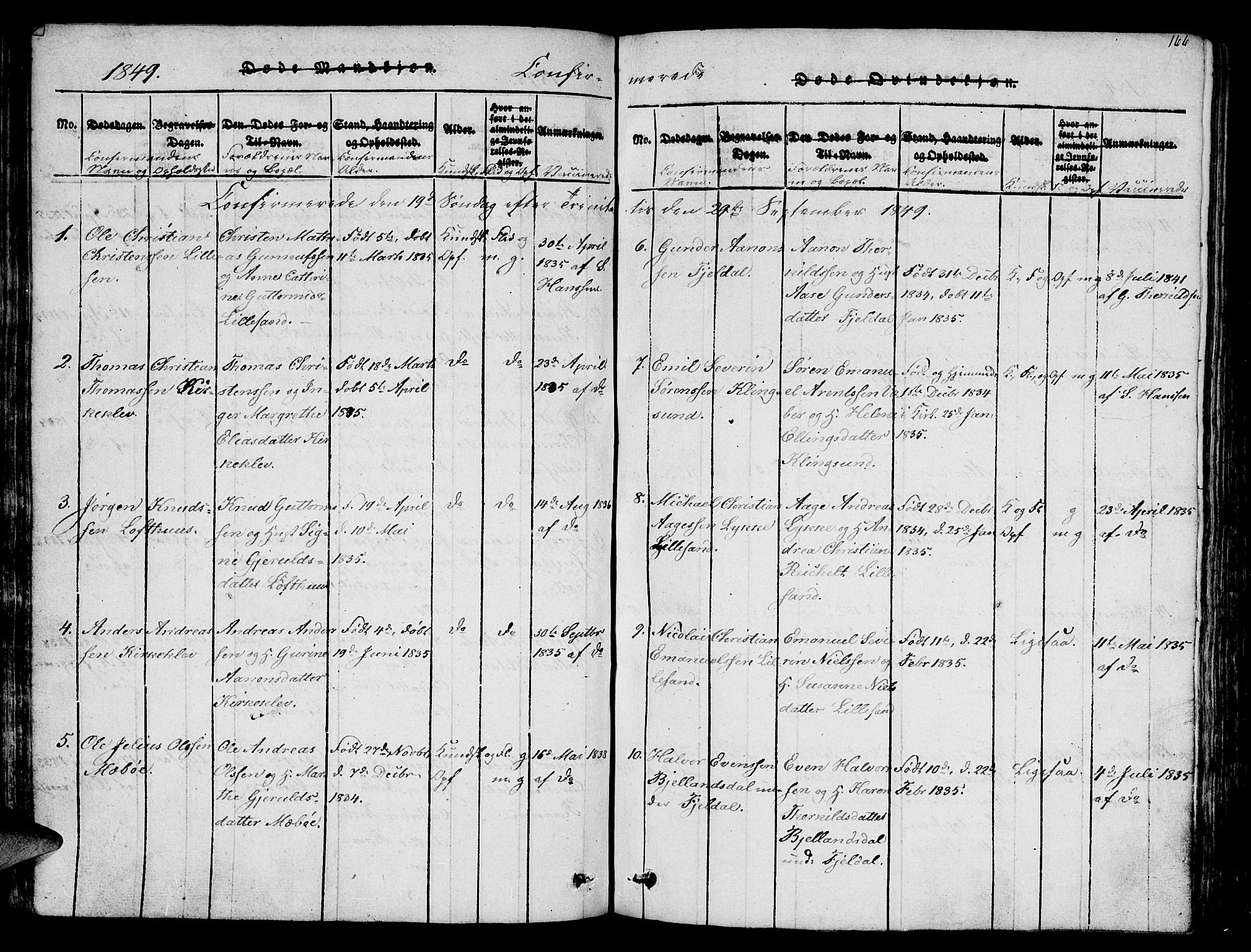 Vestre Moland sokneprestkontor, SAK/1111-0046/F/Fb/Fbb/L0001: Parish register (copy) no. B 1, 1816-1851, p. 166