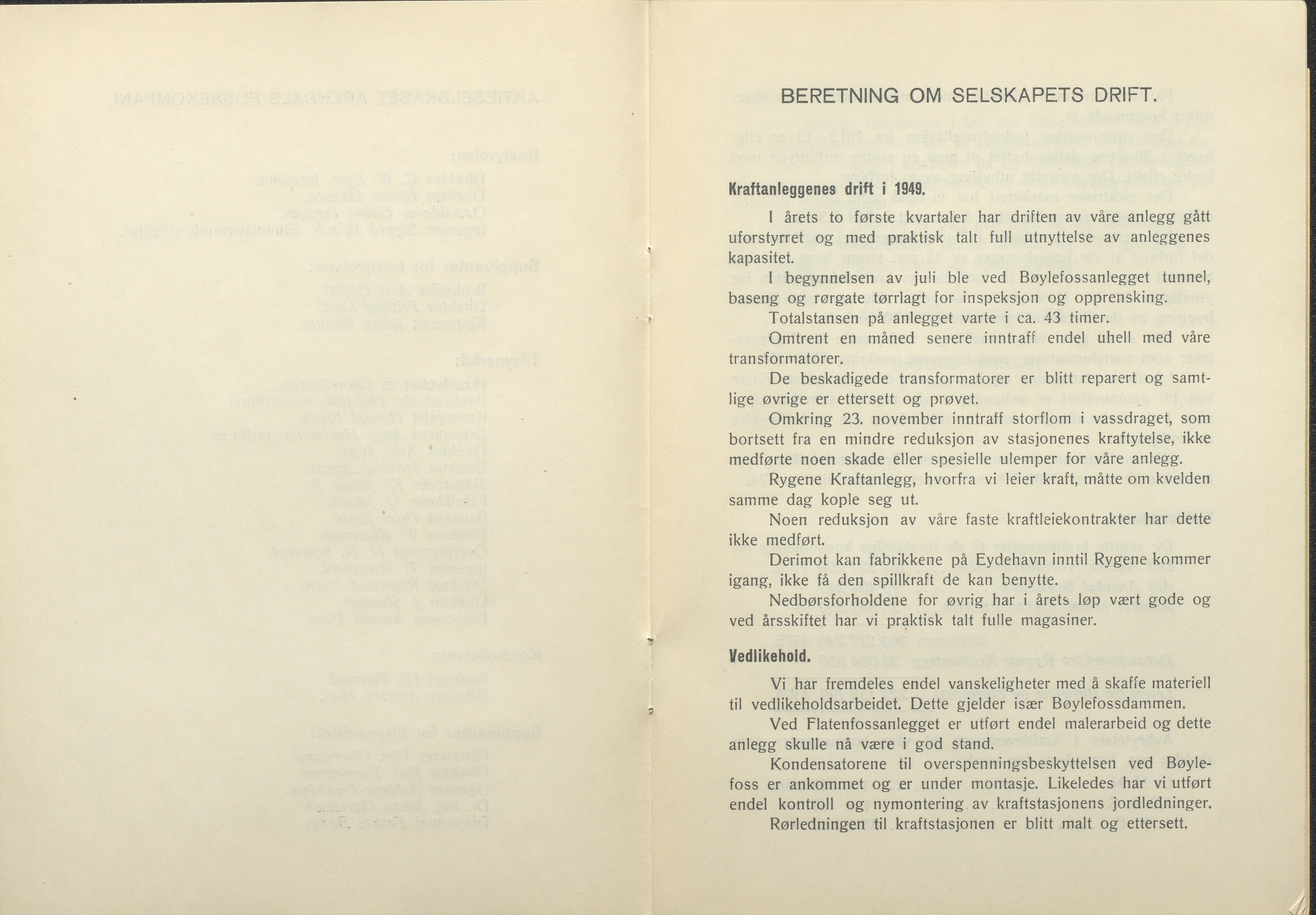 Arendals Fossekompani, AAKS/PA-2413/X/X01/L0001/0012: Beretninger, regnskap, balansekonto, gevinst- og tapskonto / Beretning, regnskap 1945 - 1962, 1945-1962, p. 27