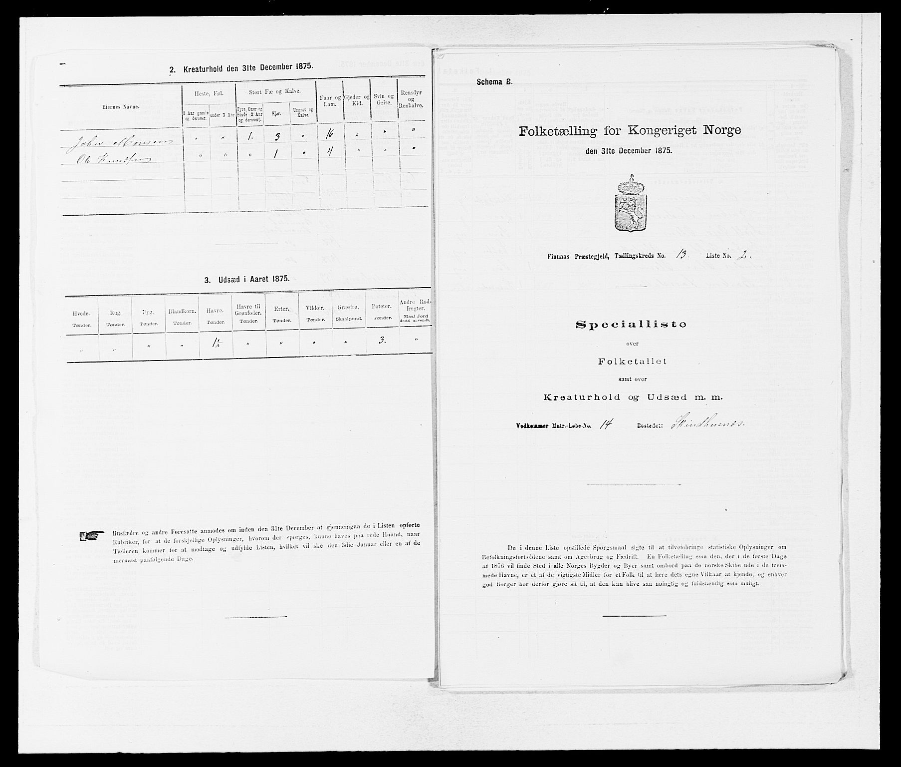 SAB, 1875 census for 1218P Finnås, 1875, p. 1428