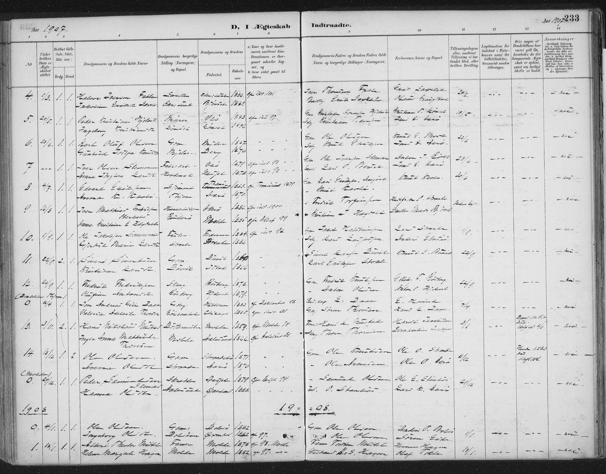 Ministerialprotokoller, klokkerbøker og fødselsregistre - Møre og Romsdal, AV/SAT-A-1454/555/L0658: Parish register (official) no. 555A09, 1887-1917, p. 233