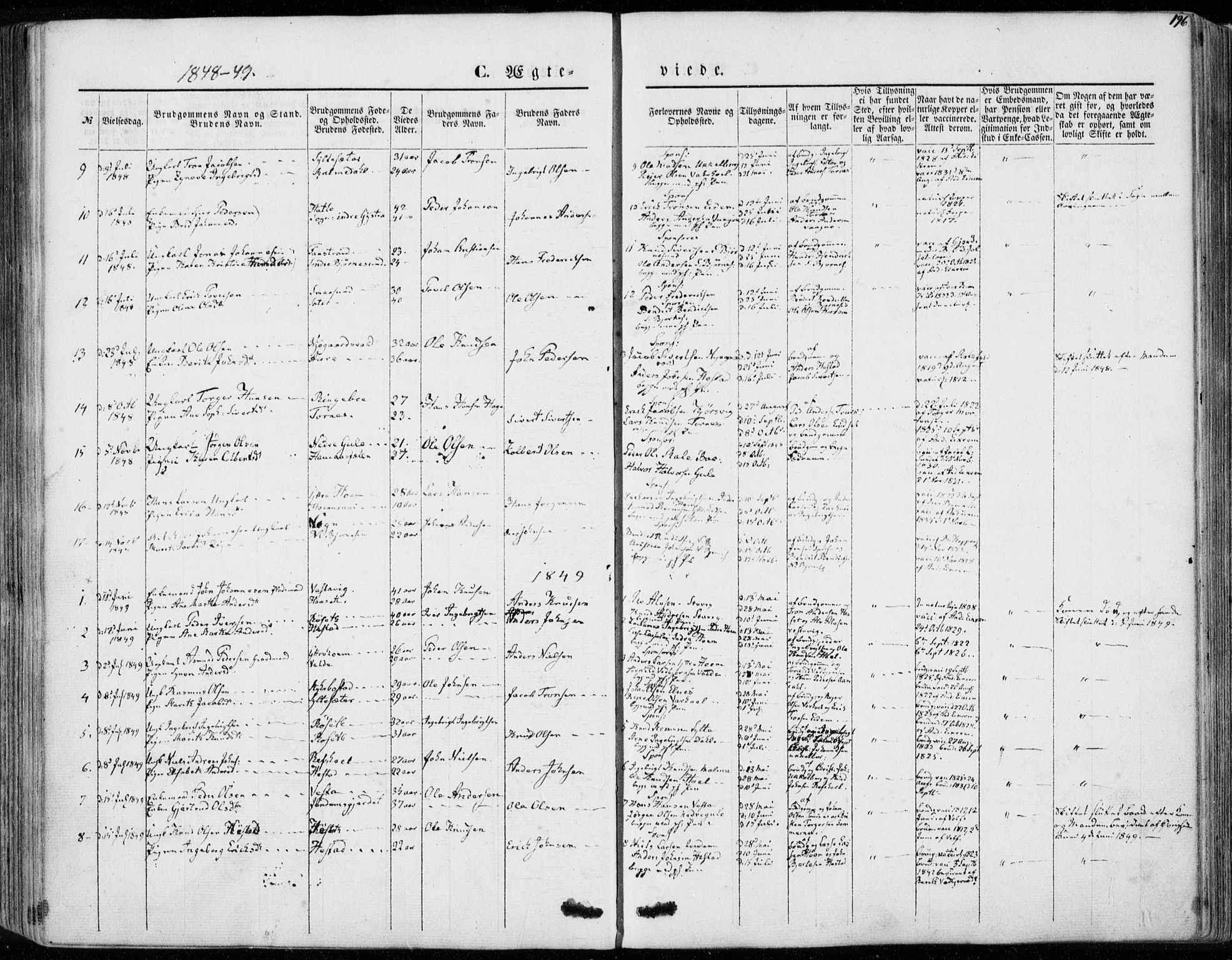 Ministerialprotokoller, klokkerbøker og fødselsregistre - Møre og Romsdal, SAT/A-1454/565/L0748: Parish register (official) no. 565A02, 1845-1872, p. 196
