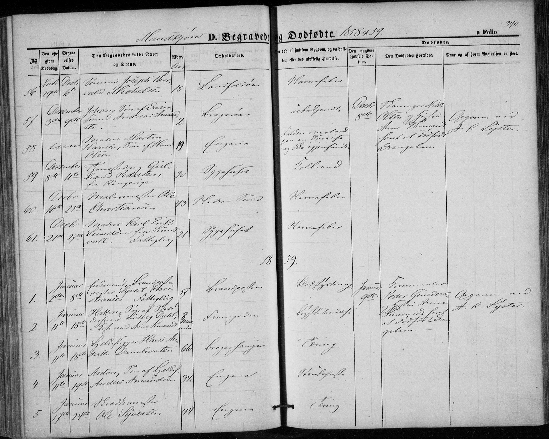 Bragernes kirkebøker, AV/SAKO-A-6/F/Fb/L0002: Parish register (official) no. II 2, 1848-1859, p. 340