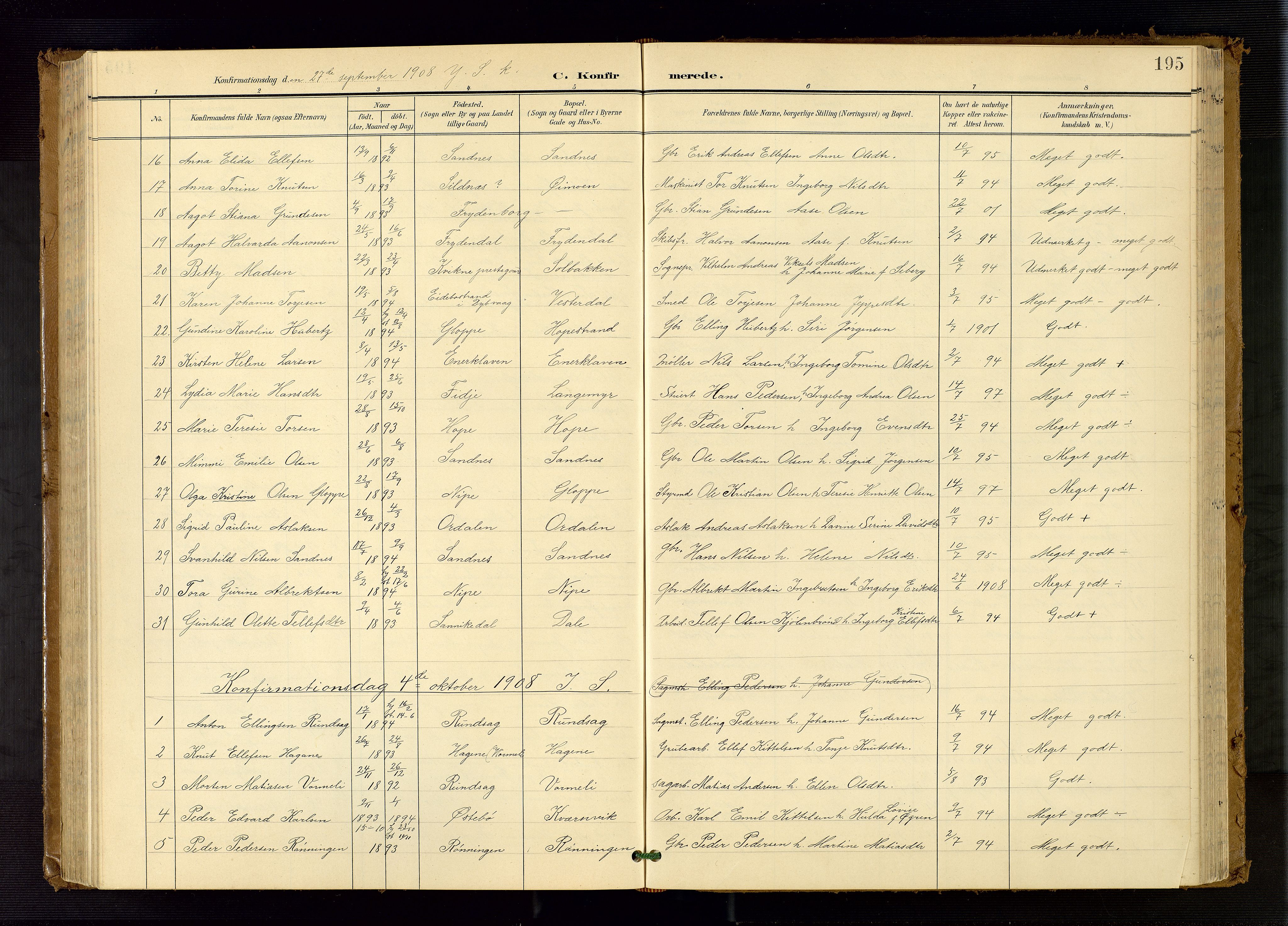 Søndeled sokneprestkontor, AV/SAK-1111-0038/F/Fb/L0005: Parish register (copy) no. B 6, 1900-1962, p. 195