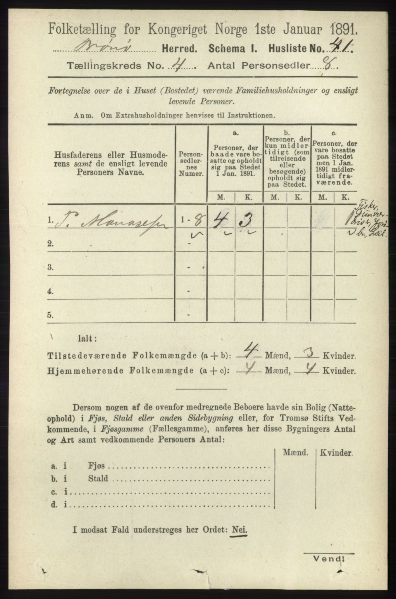 RA, 1891 census for 1814 Brønnøy, 1891, p. 2009