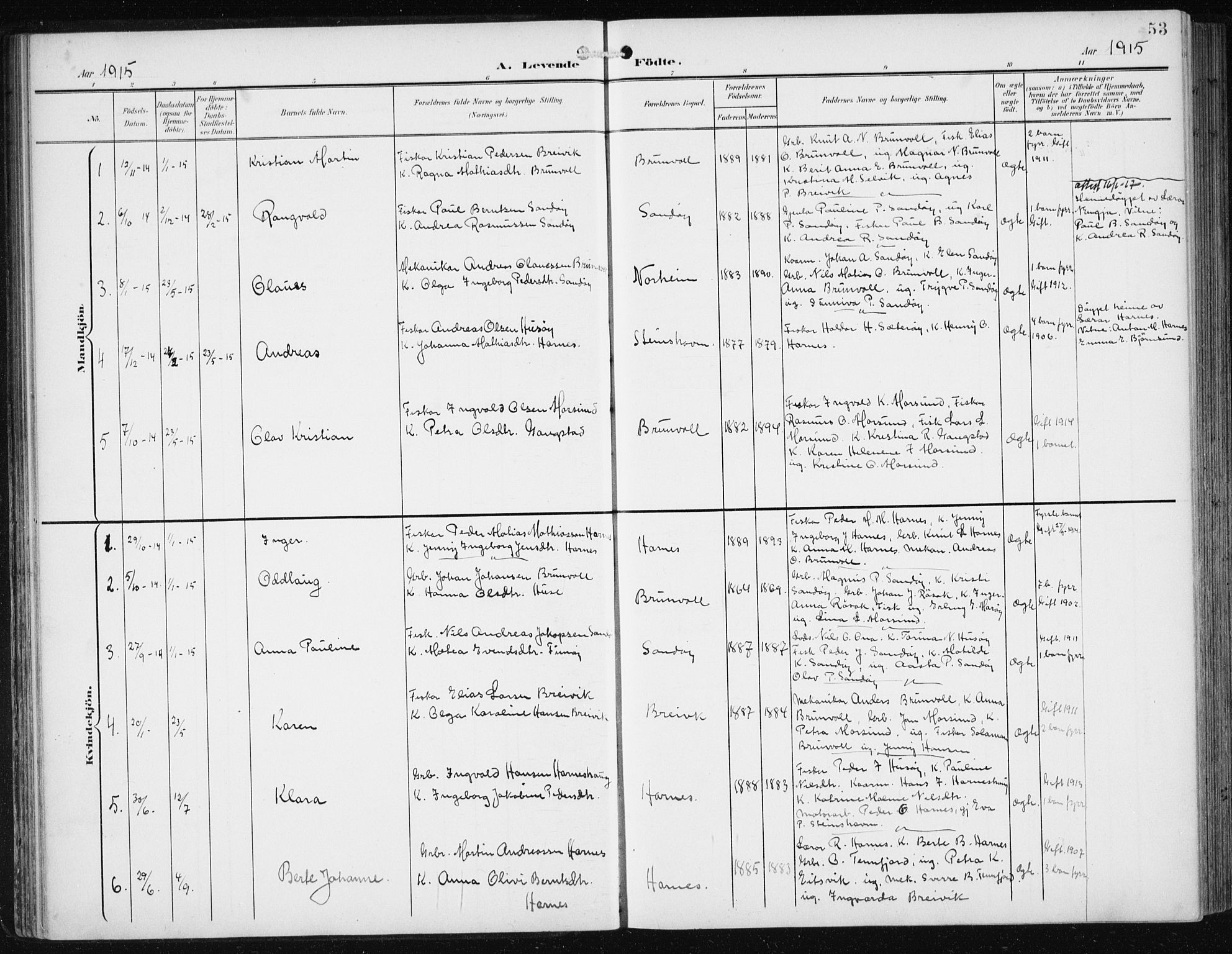 Ministerialprotokoller, klokkerbøker og fødselsregistre - Møre og Romsdal, SAT/A-1454/561/L0733: Parish register (copy) no. 561C03, 1900-1940, p. 53