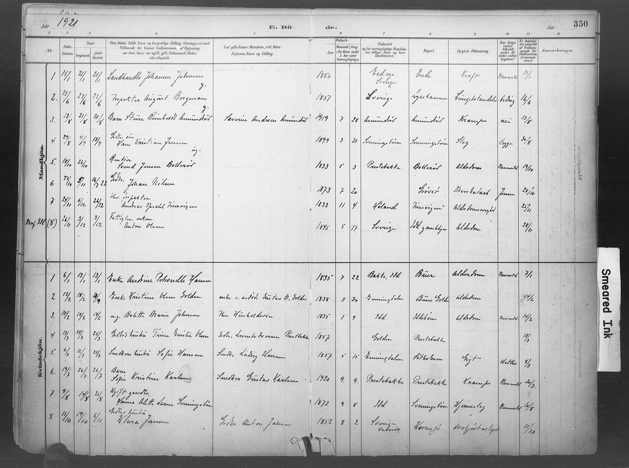 Idd prestekontor Kirkebøker, SAO/A-10911/F/Fb/L0002: Parish register (official) no. II 2, 1882-1923, p. 350