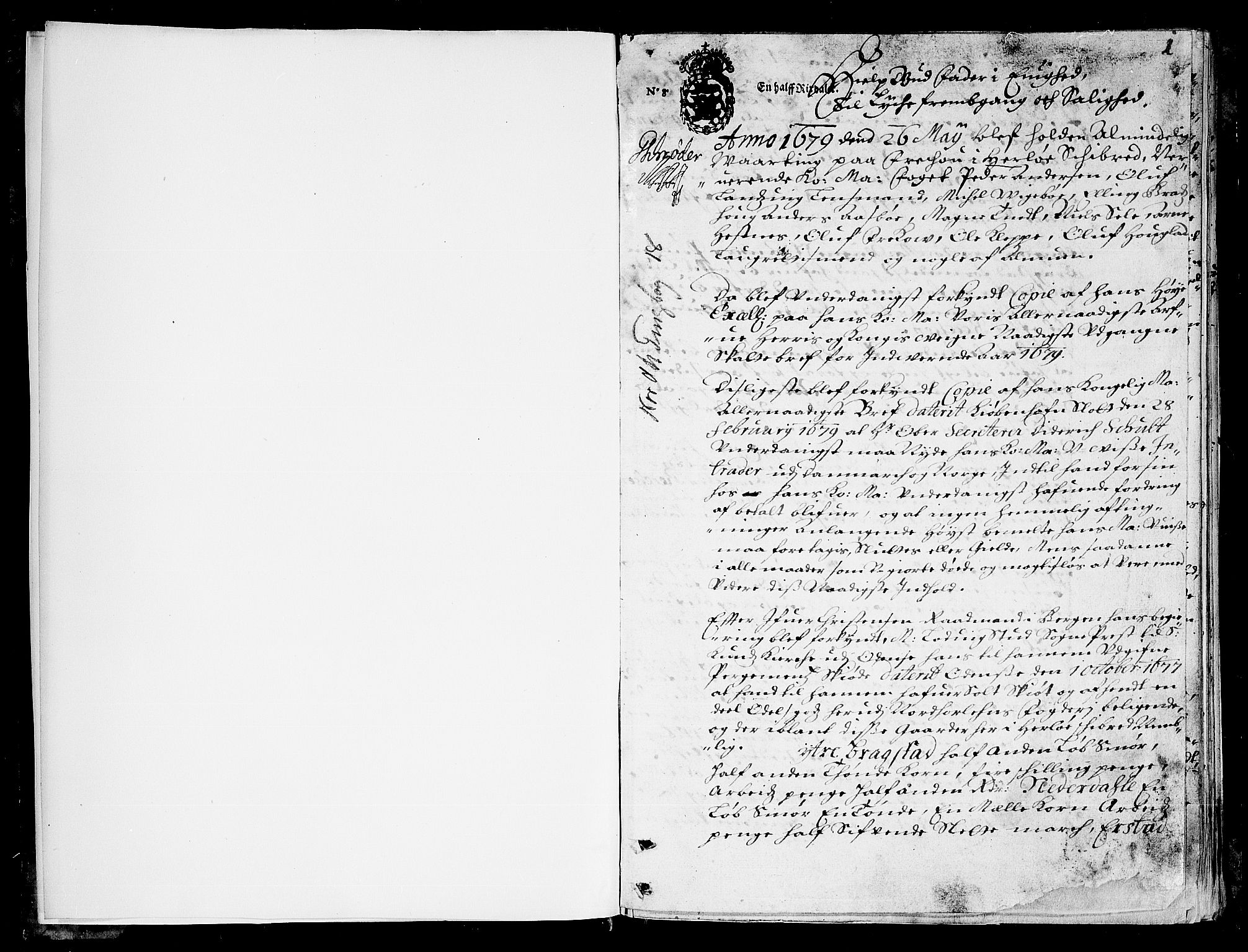 Nordhordland sorenskrivar, SAB/A-2901/1/F/Fa/L0018: Tingbok (justisprotokoll), 1679, p. 0b-1a