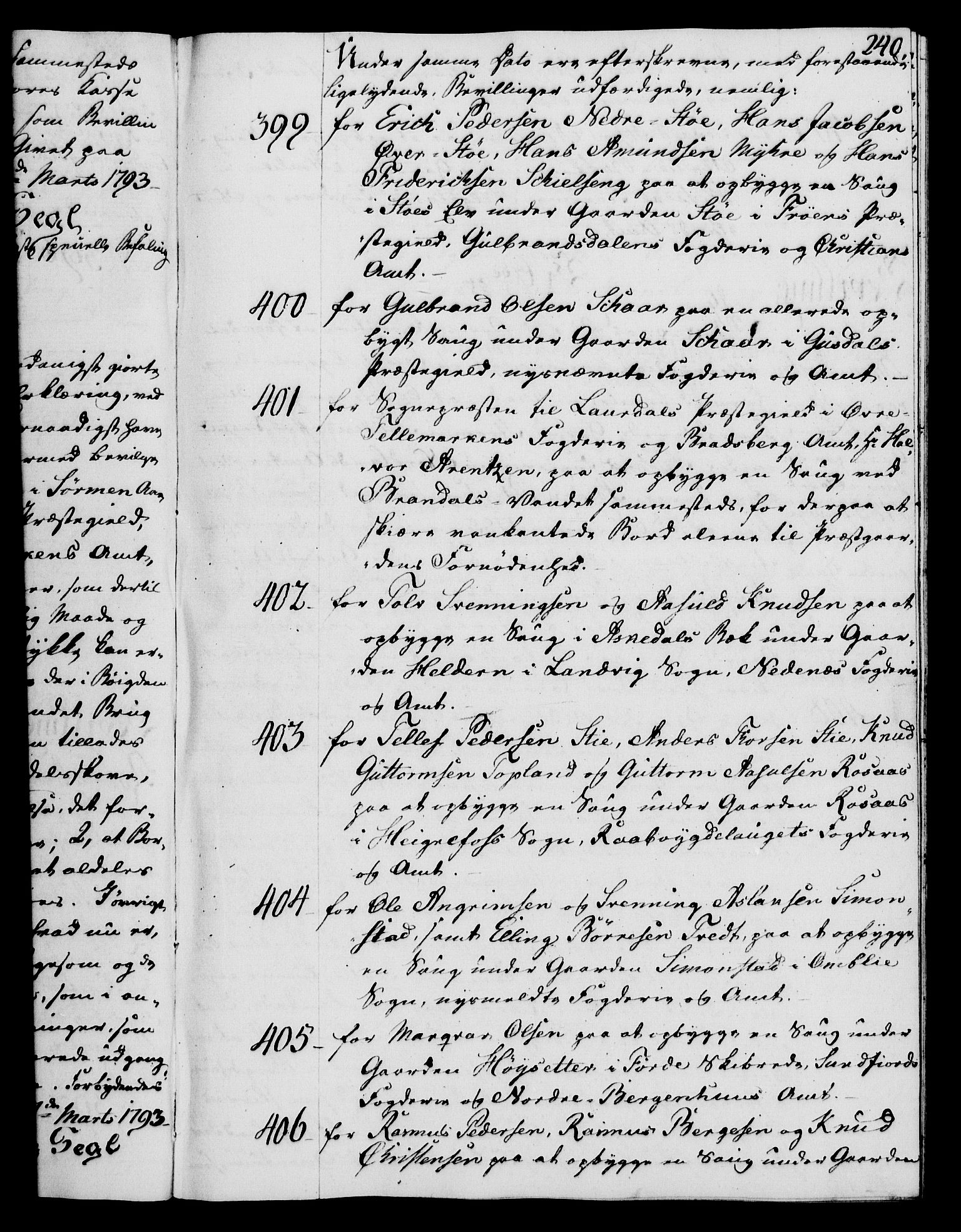 Rentekammeret, Kammerkanselliet, AV/RA-EA-3111/G/Gg/Gga/L0015: Norsk ekspedisjonsprotokoll med register (merket RK 53.15), 1790-1791, p. 240