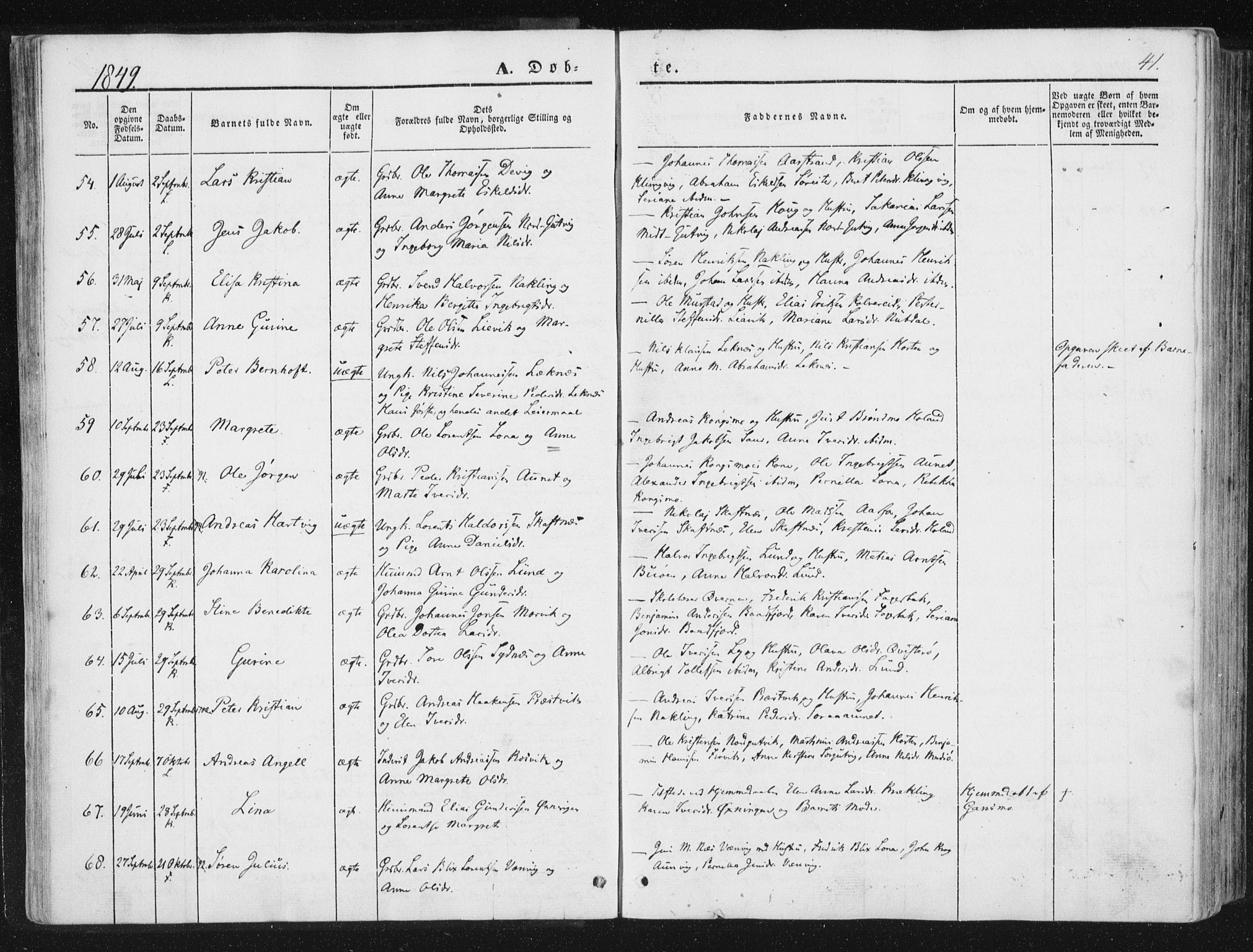 Ministerialprotokoller, klokkerbøker og fødselsregistre - Nord-Trøndelag, SAT/A-1458/780/L0640: Parish register (official) no. 780A05, 1845-1856, p. 41