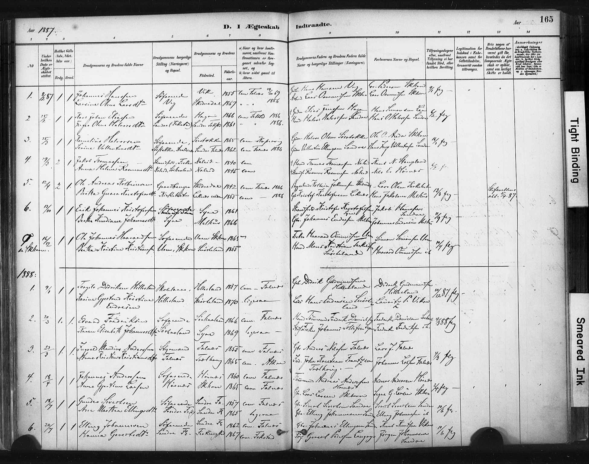 Skudenes sokneprestkontor, SAST/A -101849/H/Ha/Haa/L0009: Parish register (official) no. A 6, 1882-1912, p. 165