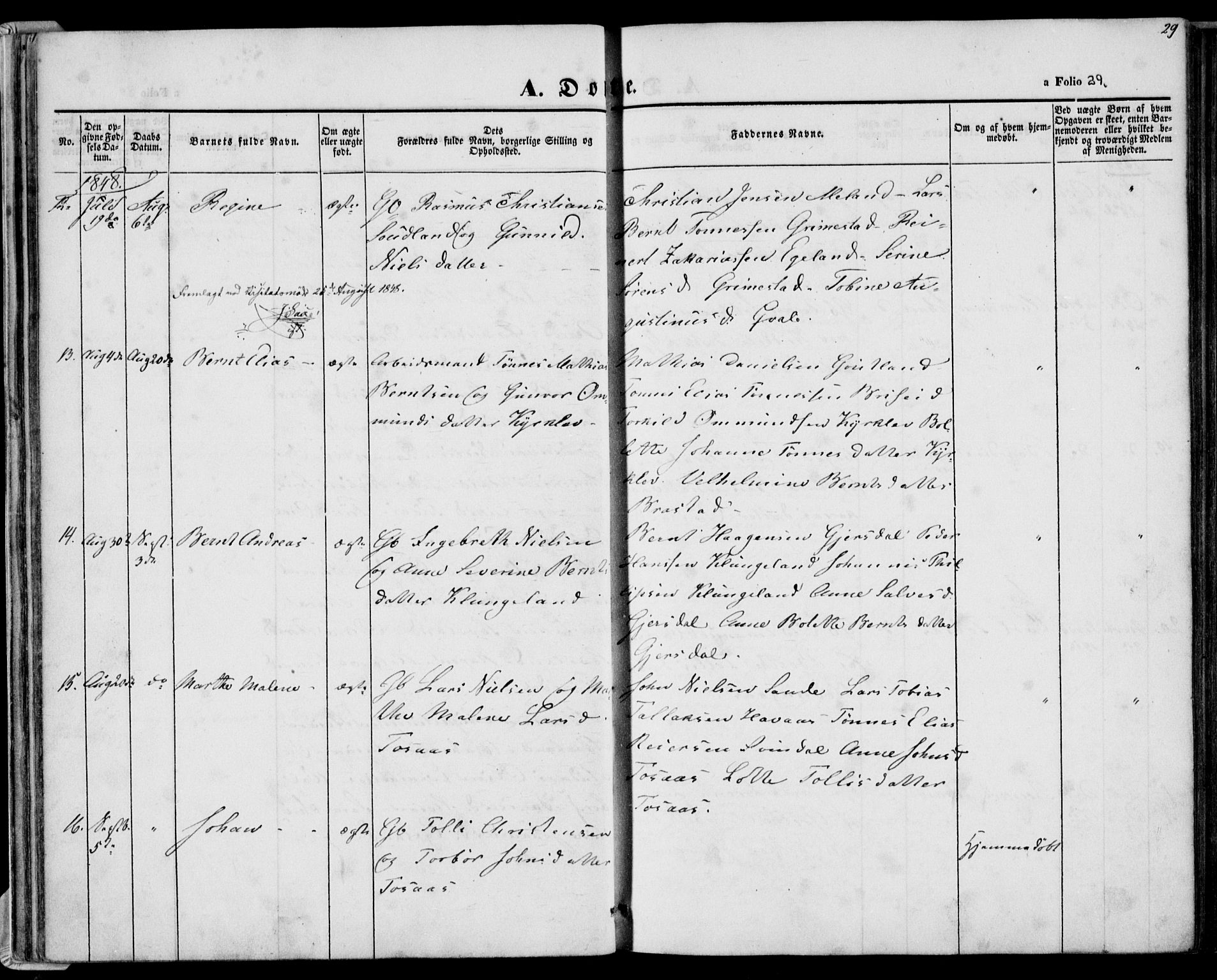 Herad sokneprestkontor, AV/SAK-1111-0018/F/Fa/Faa/L0004: Parish register (official) no. A 4, 1844-1853, p. 29