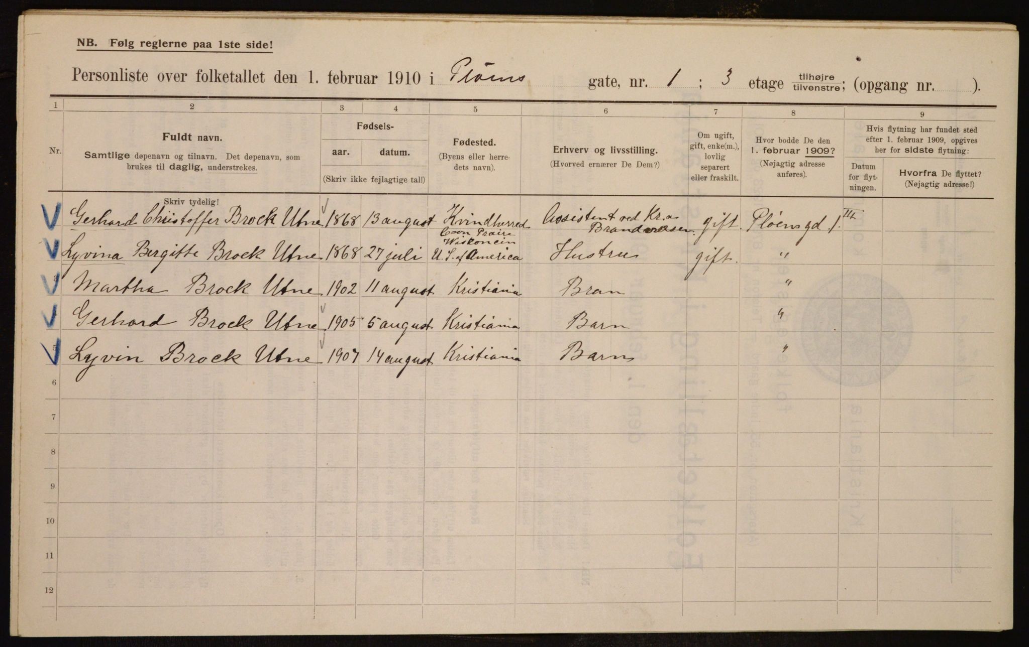 OBA, Municipal Census 1910 for Kristiania, 1910, p. 77612