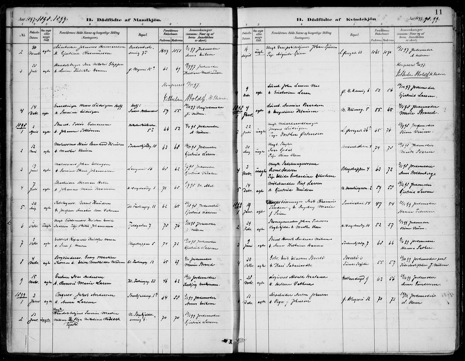 Korskirken sokneprestembete, SAB/A-76101/H/Hab: Parish register (copy) no. E 4, 1884-1910, p. 11
