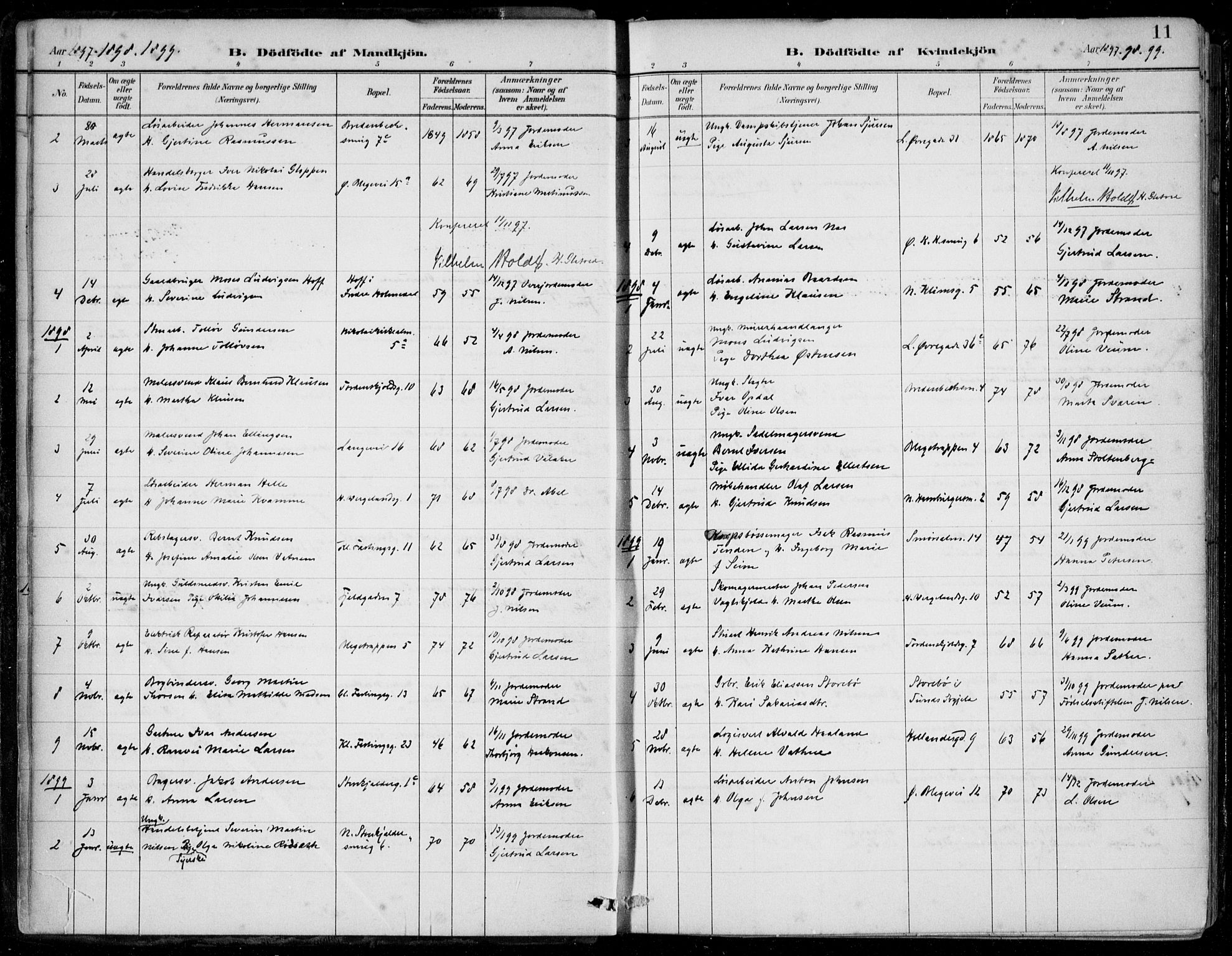 Korskirken sokneprestembete, AV/SAB-A-76101/H/Hab: Parish register (copy) no. E 4, 1884-1910, p. 11