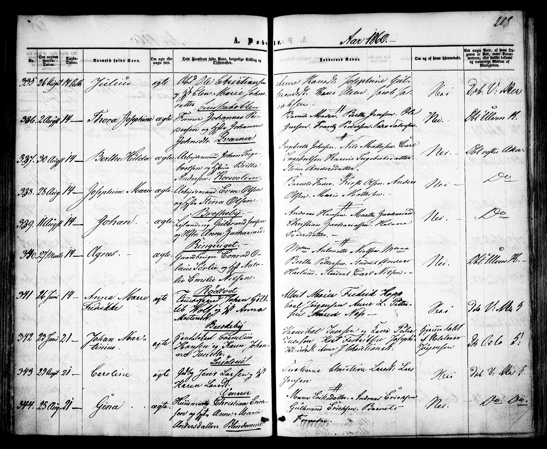 Vestre Aker prestekontor Kirkebøker, AV/SAO-A-10025/F/Fa/L0003: Parish register (official) no. 3, 1857-1868, p. 208