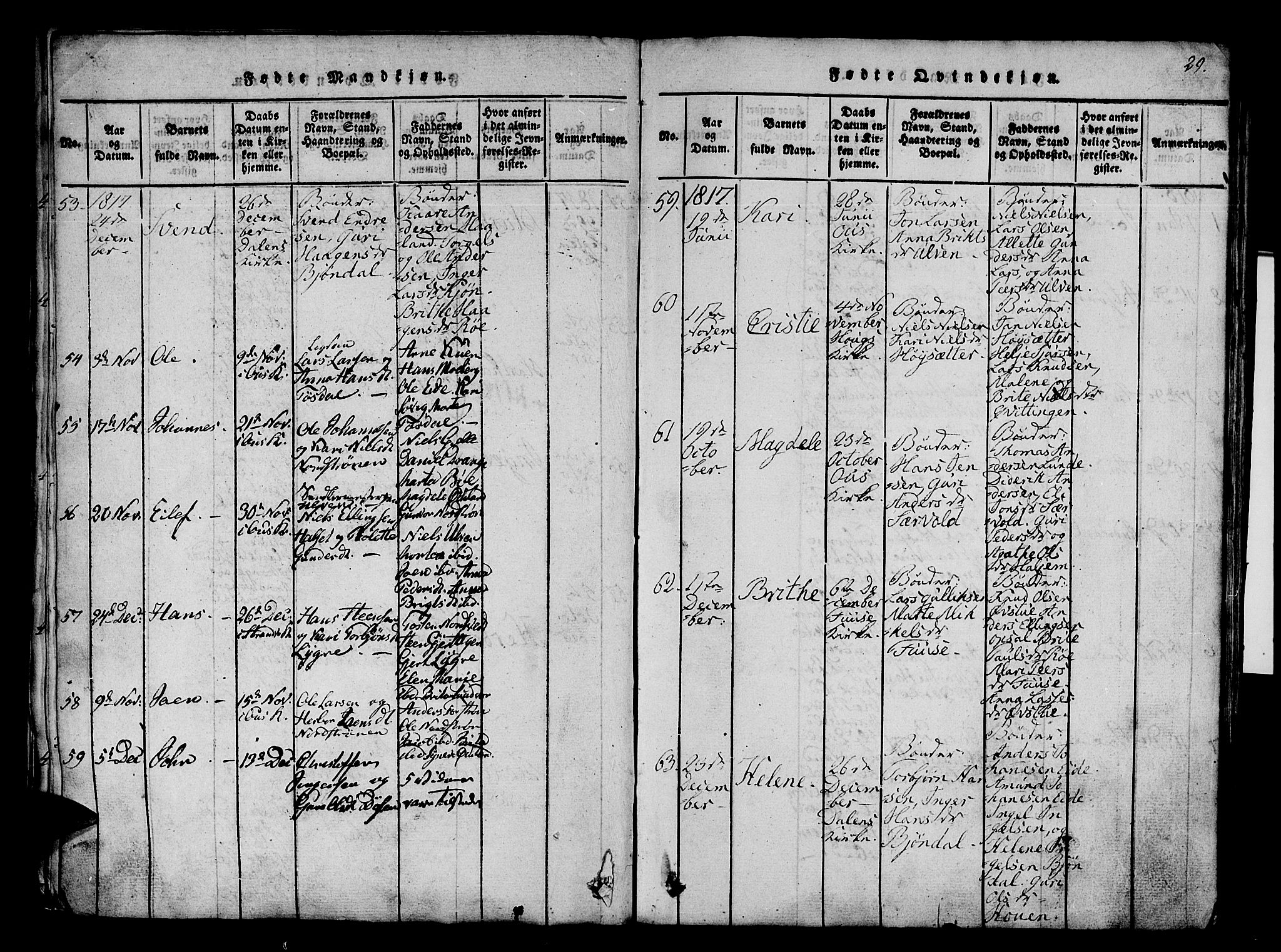 Os sokneprestembete, AV/SAB-A-99929: Parish register (official) no. A 12, 1816-1825, p. 29