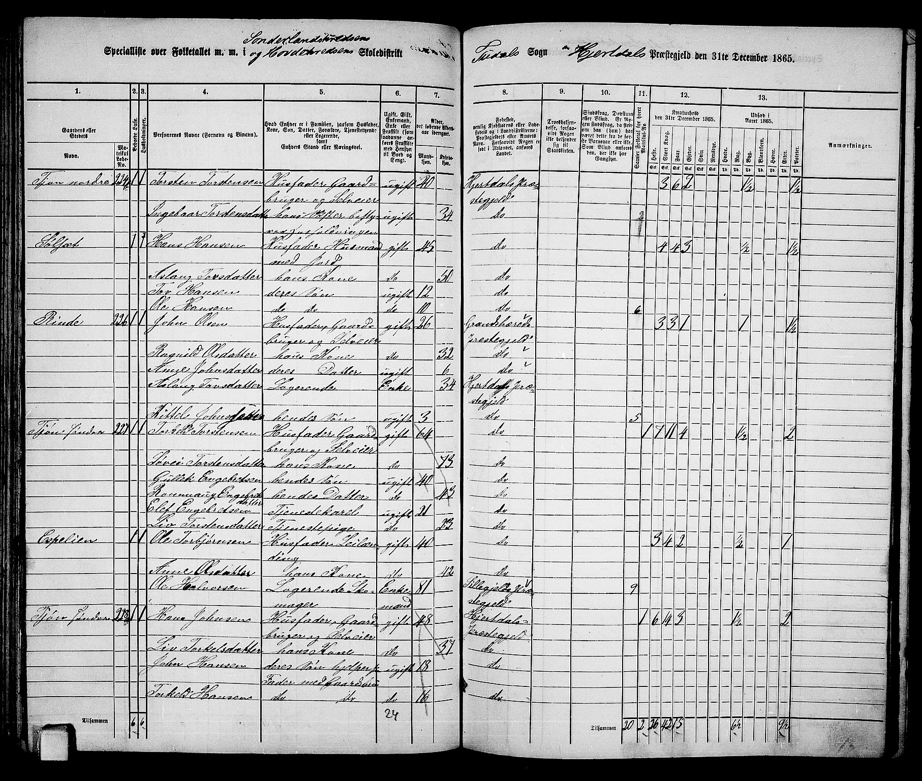 RA, 1865 census for Hjartdal, 1865, p. 115