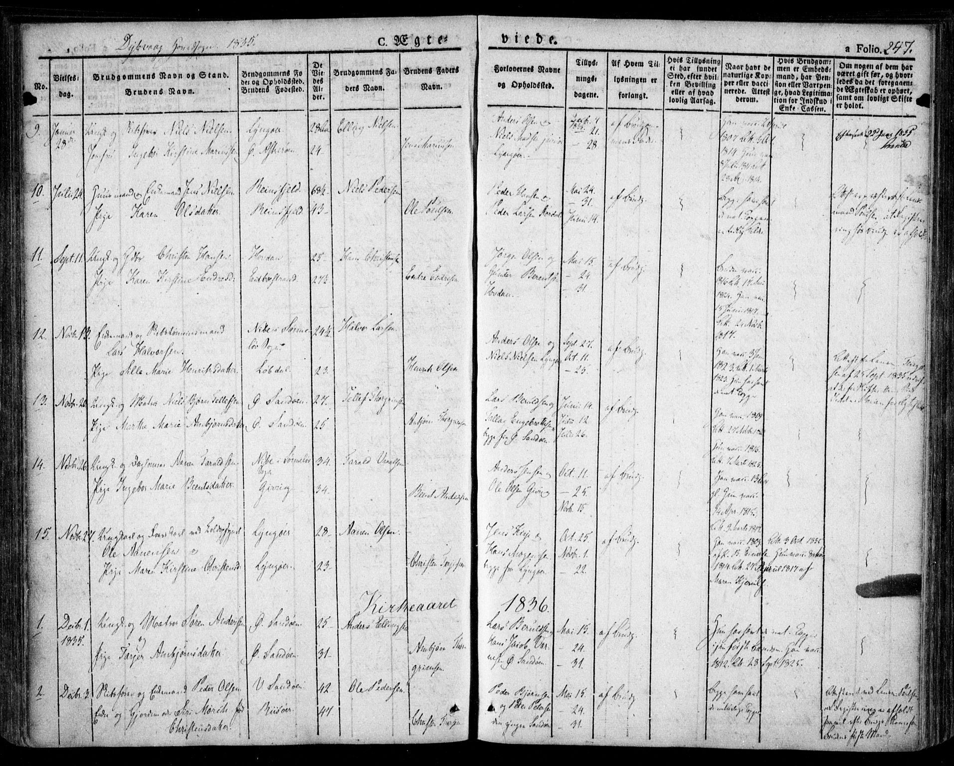 Dypvåg sokneprestkontor, SAK/1111-0007/F/Fa/Faa/L0004: Parish register (official) no. A 4, 1824-1840, p. 247