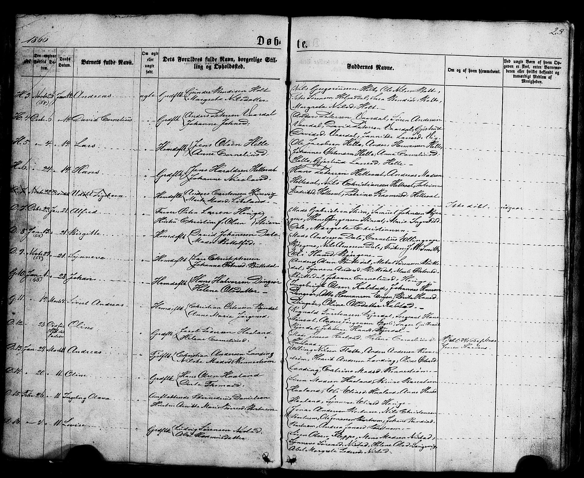 Fjaler sokneprestembete, AV/SAB-A-79801/H/Haa/Haaa/L0007: Parish register (official) no. A 7, 1862-1881, p. 23