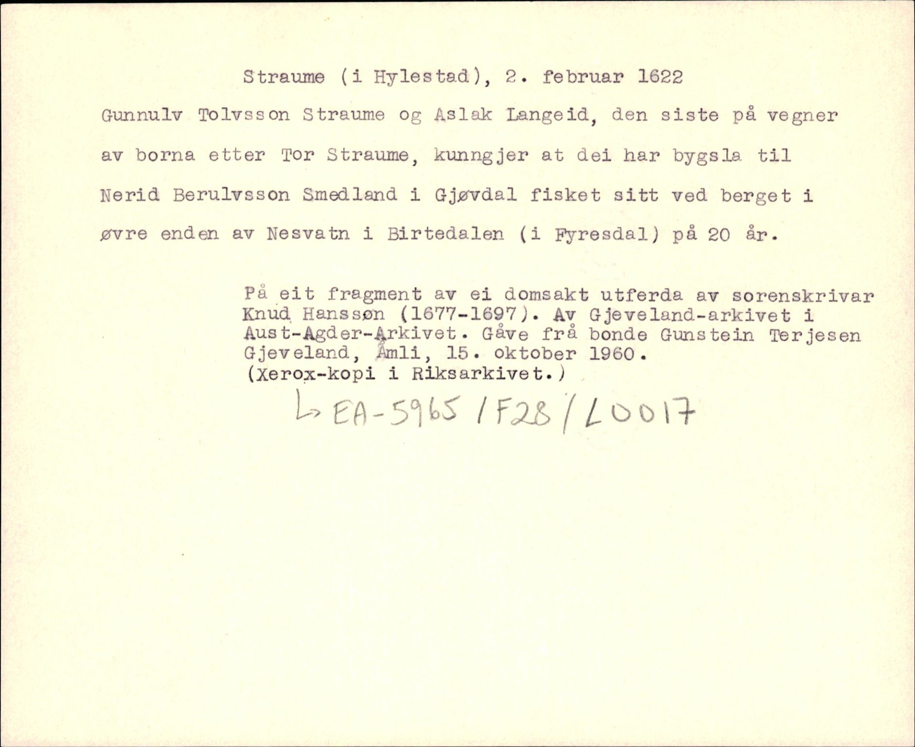 Riksarkivets diplomsamling, AV/RA-EA-5965/F35/F35d/L0003: Innlånte diplomer, seddelregister, 1621-1642, p. 19