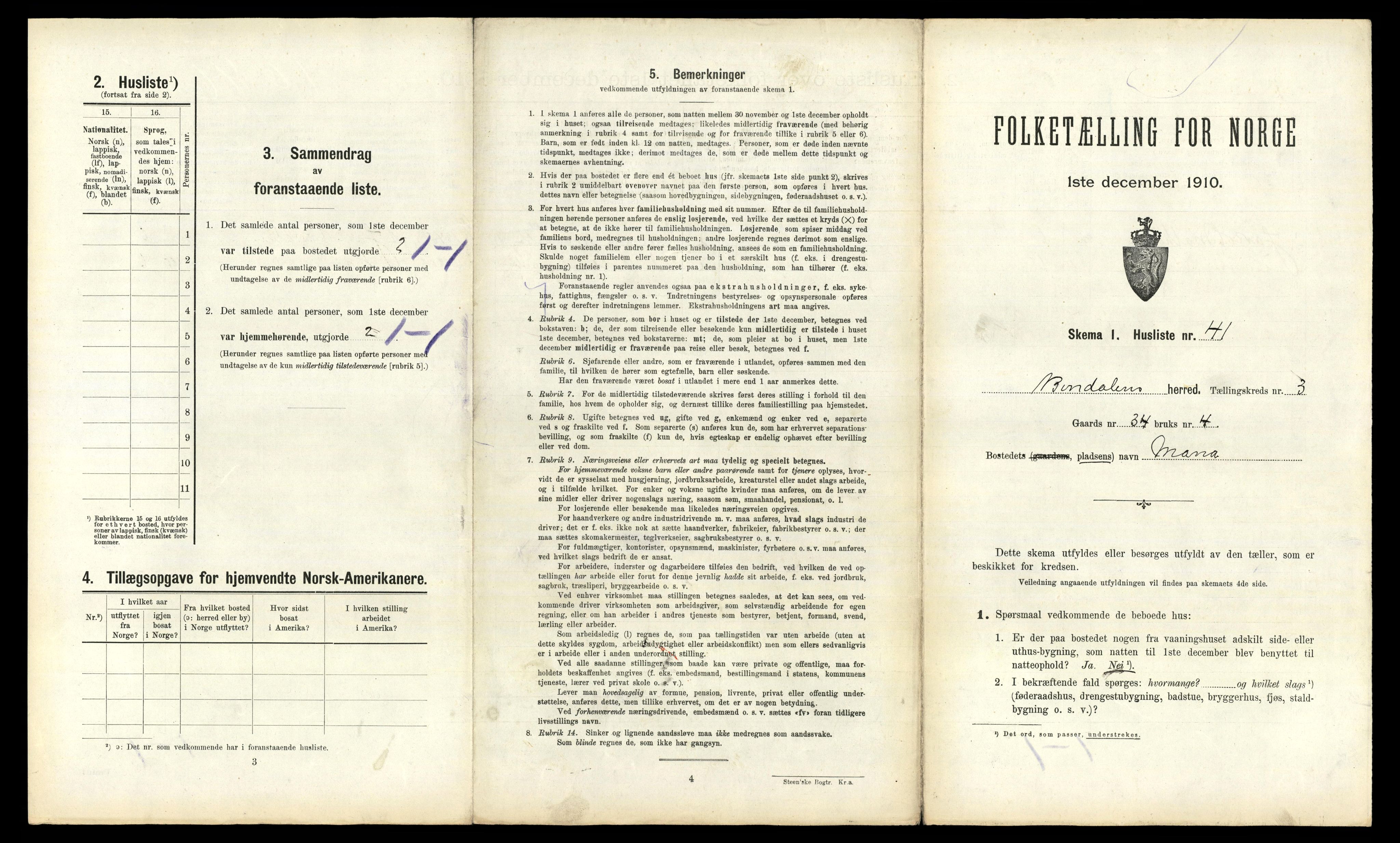 RA, 1910 census for Bindal, 1910, p. 356