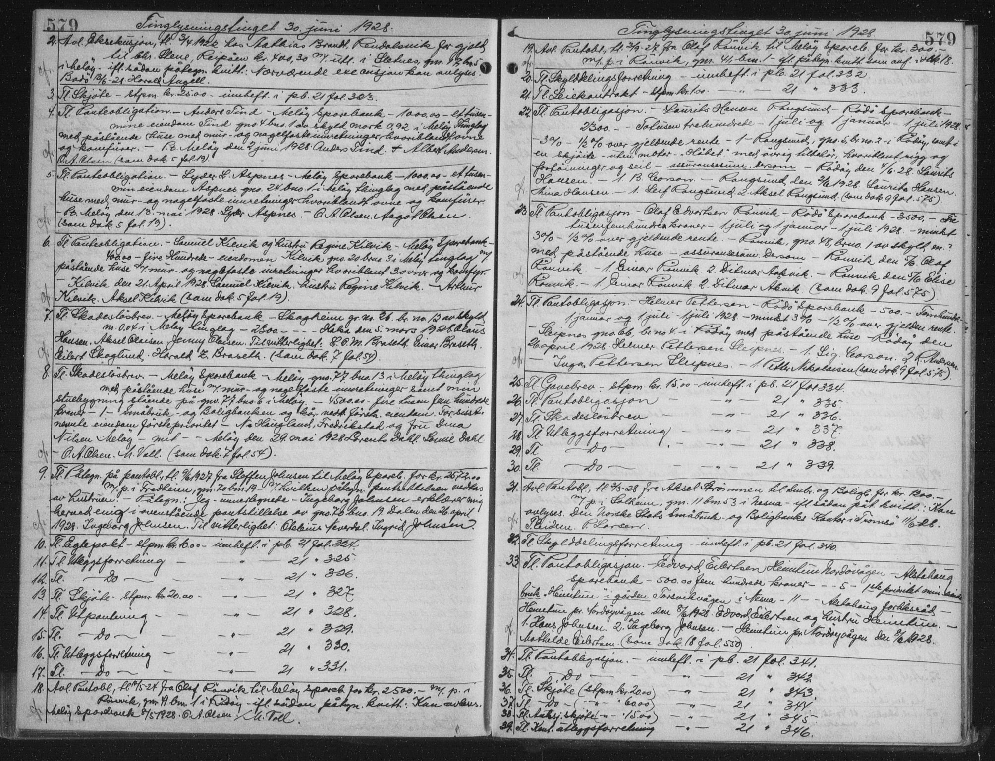 Rana sorenskriveri , AV/SAT-A-1108/1/2/2C/L0018: Mortgage book no. 18, 1923-1928, p. 579, Deed date: 30.06.1928