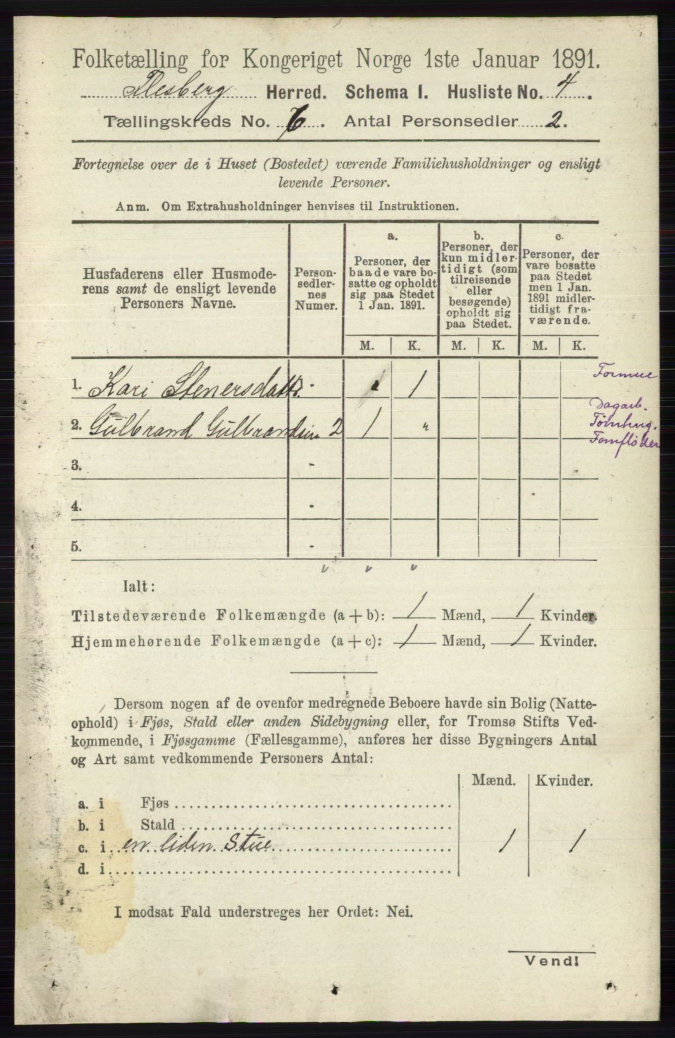 RA, 1891 census for 0631 Flesberg, 1891, p. 924