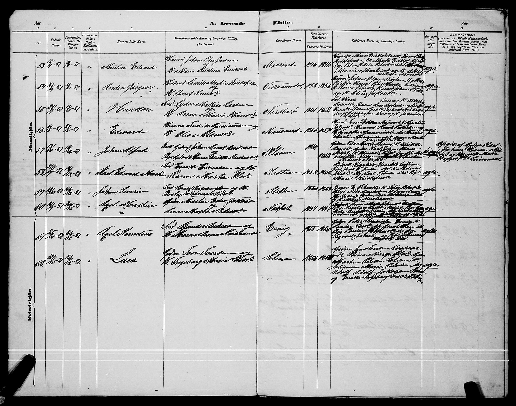 Ministerialprotokoller, klokkerbøker og fødselsregistre - Sør-Trøndelag, SAT/A-1456/640/L0587: Parish register (copy) no. 640C04, 1887-1891