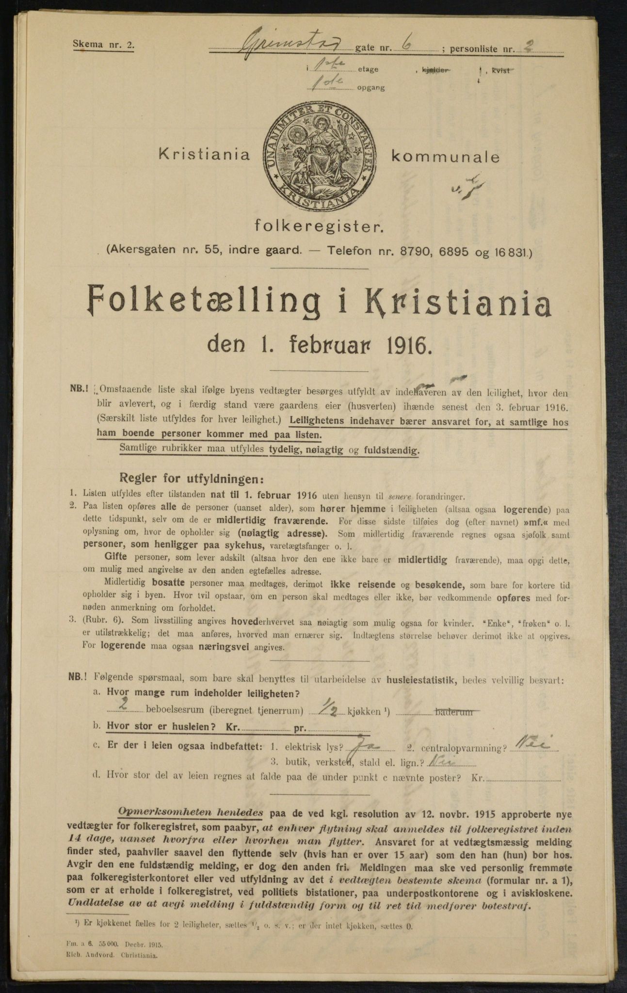 OBA, Municipal Census 1916 for Kristiania, 1916, p. 30516