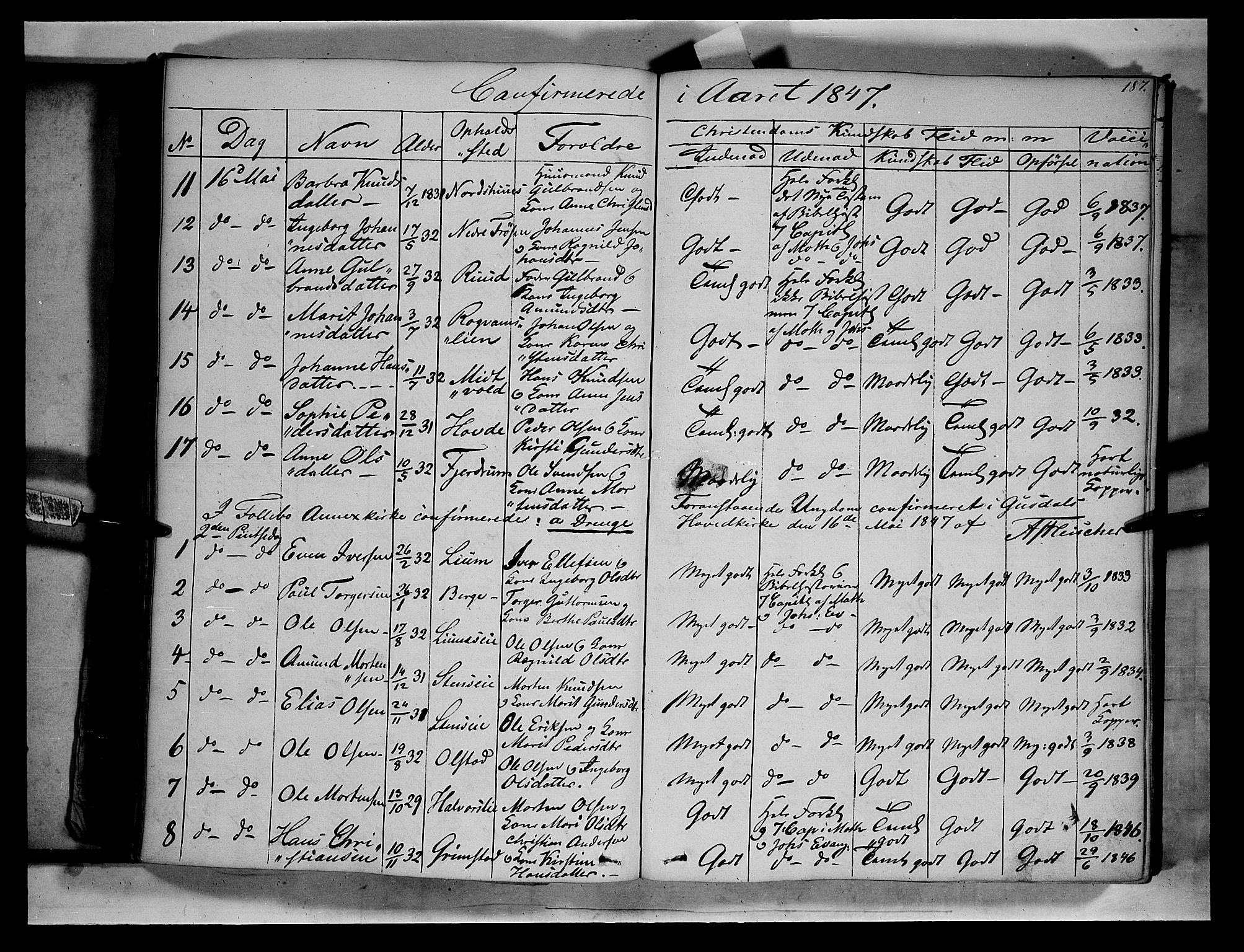 Gausdal prestekontor, SAH/PREST-090/H/Ha/Haa/L0007: Parish register (official) no. 7, 1840-1850, p. 187