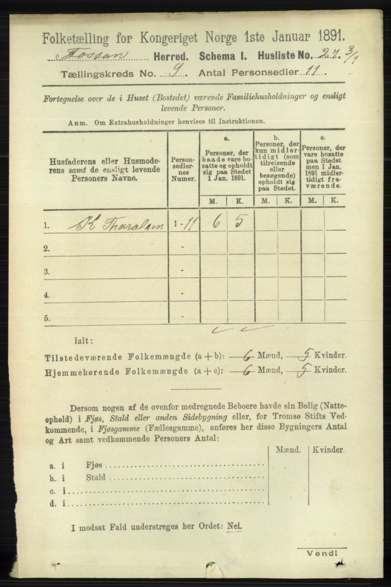 RA, 1891 census for 1129 Forsand, 1891, p. 1468