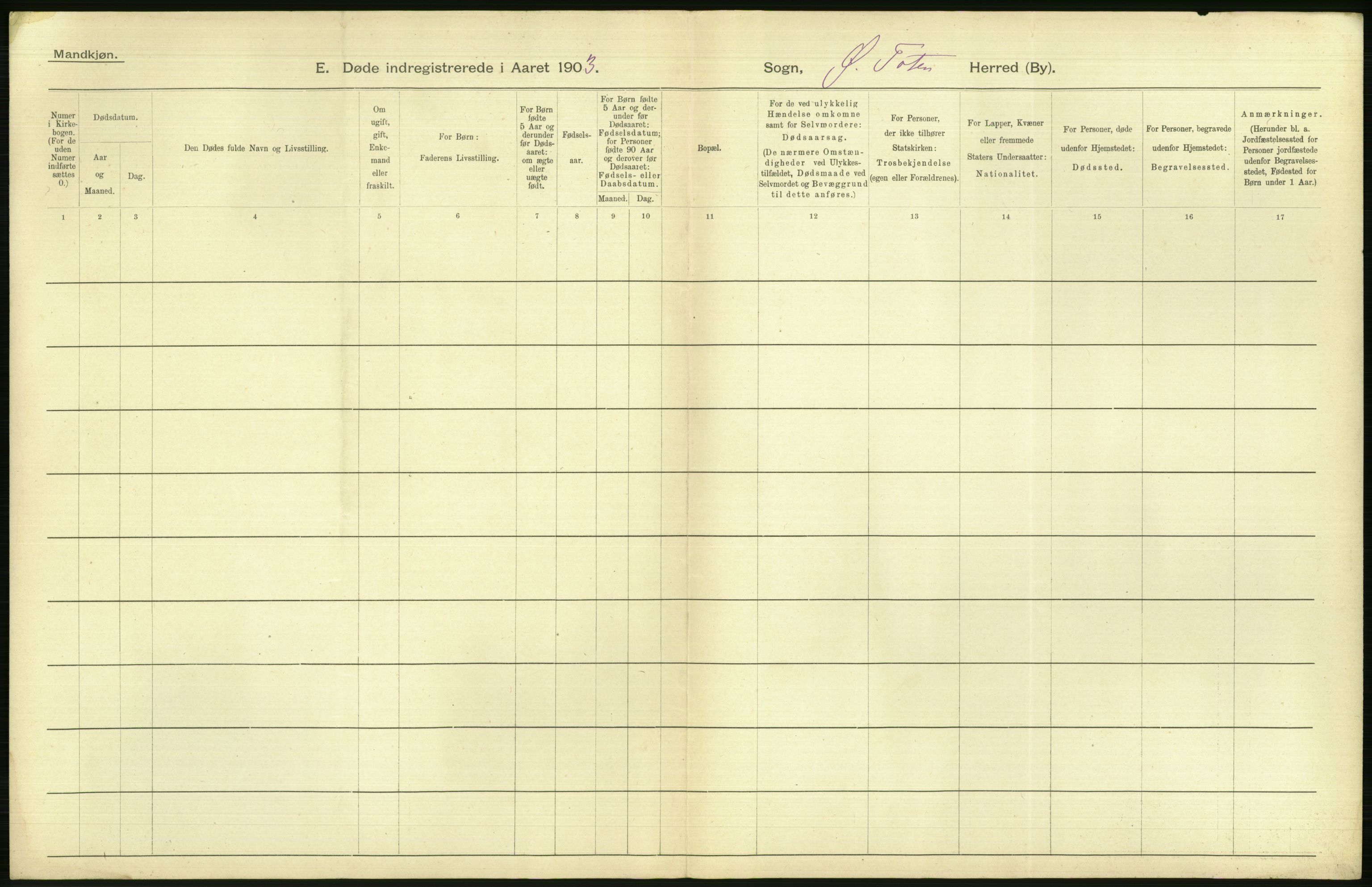 Statistisk sentralbyrå, Sosiodemografiske emner, Befolkning, AV/RA-S-2228/D/Df/Dfa/Dfaa/L0006: Kristians amt: Fødte, gifte, døde, 1903, p. 570