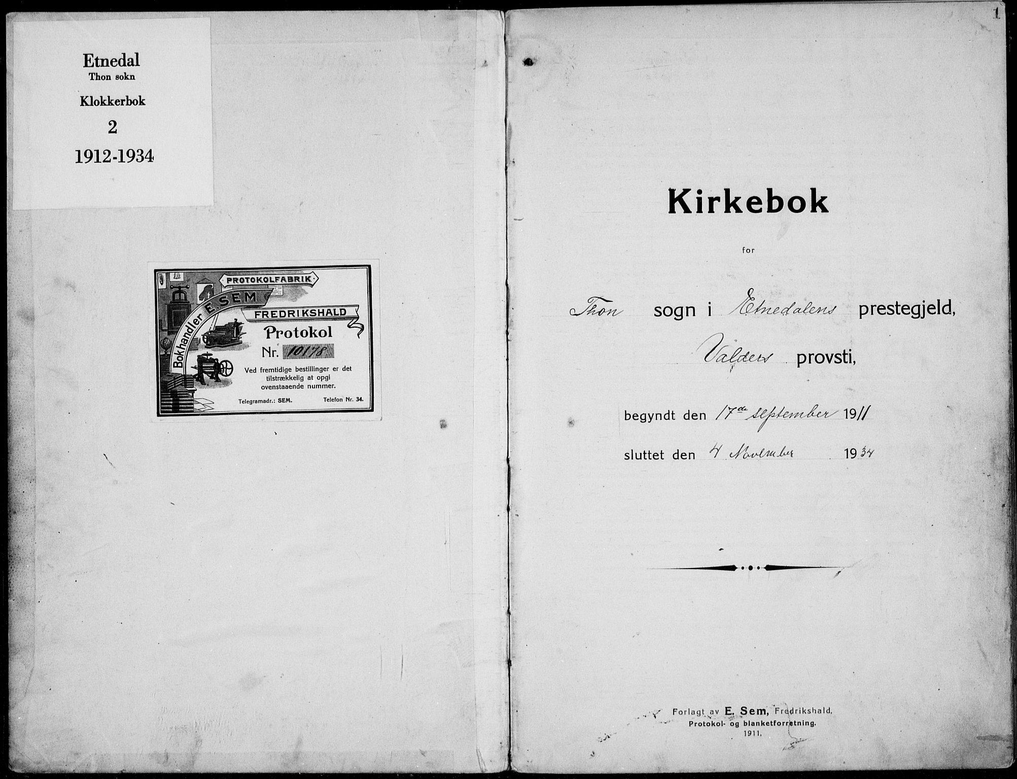 Etnedal prestekontor, AV/SAH-PREST-130/H/Ha/Hab/Habb/L0002: Parish register (copy) no. II 2, 1912-1934, p. 0-1