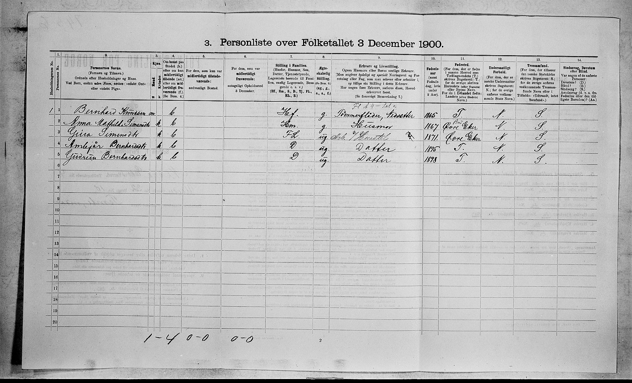 RA, 1900 census for Nedre Eiker, 1900, p. 558