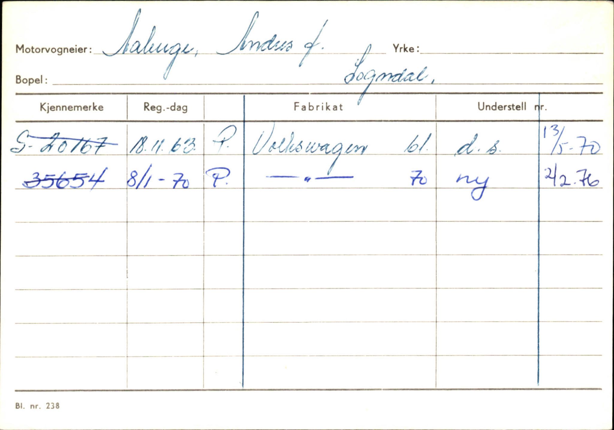 Statens vegvesen, Sogn og Fjordane vegkontor, AV/SAB-A-5301/4/F/L0125: Eigarregister Sogndal V-Å. Aurland A-Å. Fjaler A-N, 1945-1975, p. 313